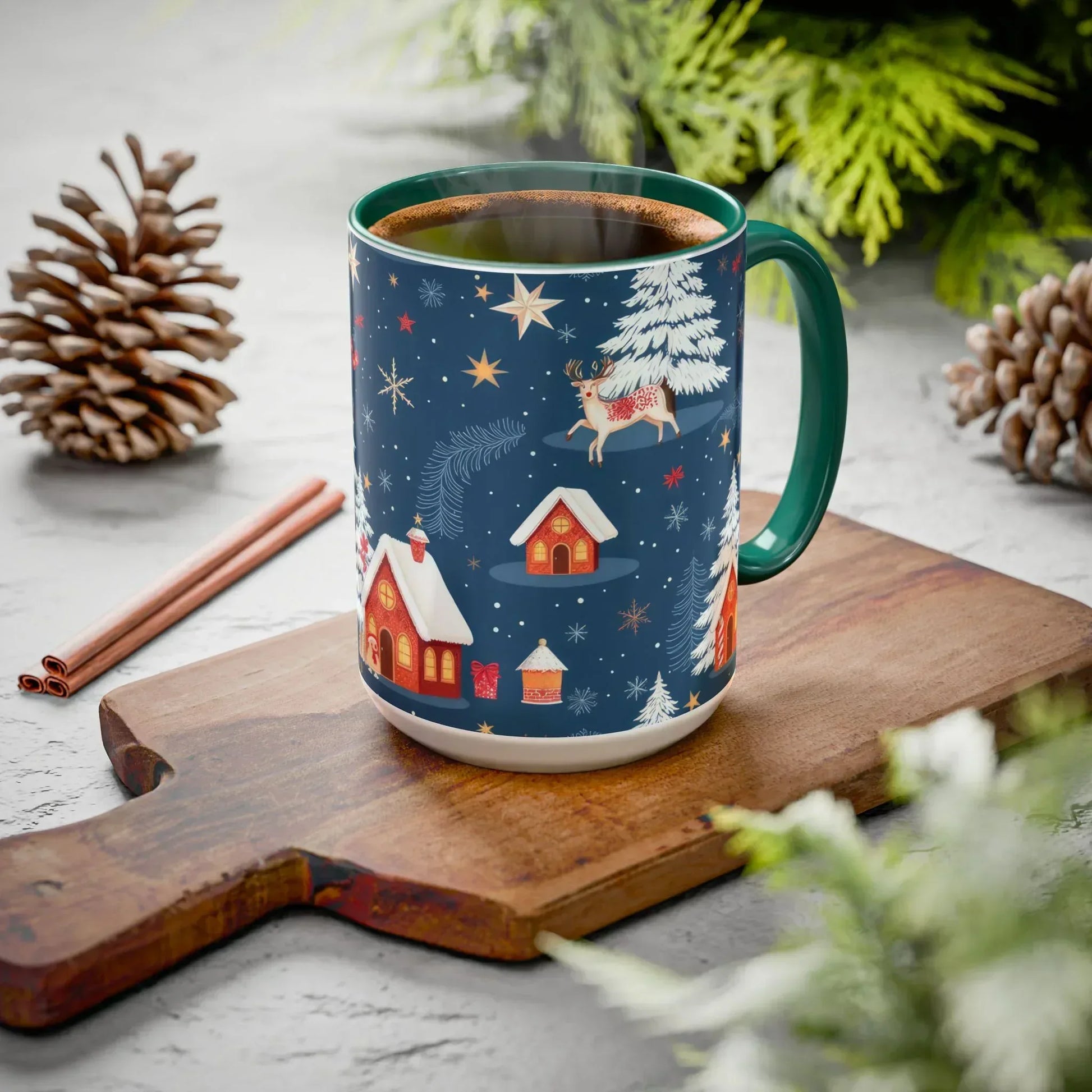 Dark Blue Christmas Mug - Colorful Mugs (11oz, 15oz) - KARARMDESIGN