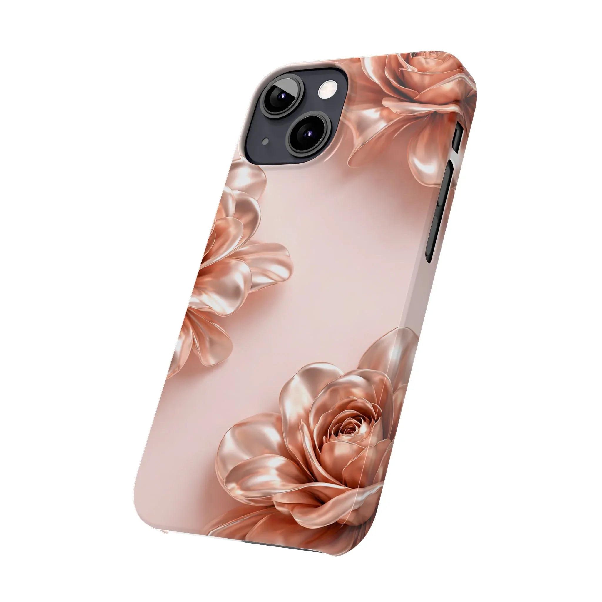 Blush Metallic Flower Case for iPhone 11-17 - KARARMDESIGN