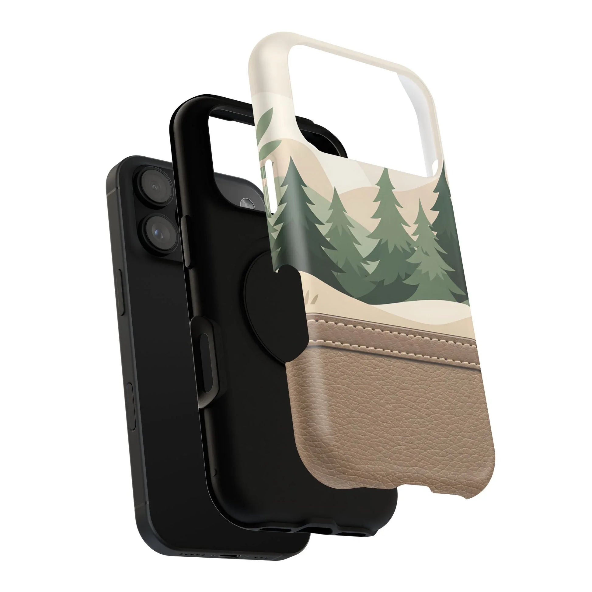Forest Leather Phone Case for iPhone 11-17 and Galaxy S21-S25 - KARARMDESIGN