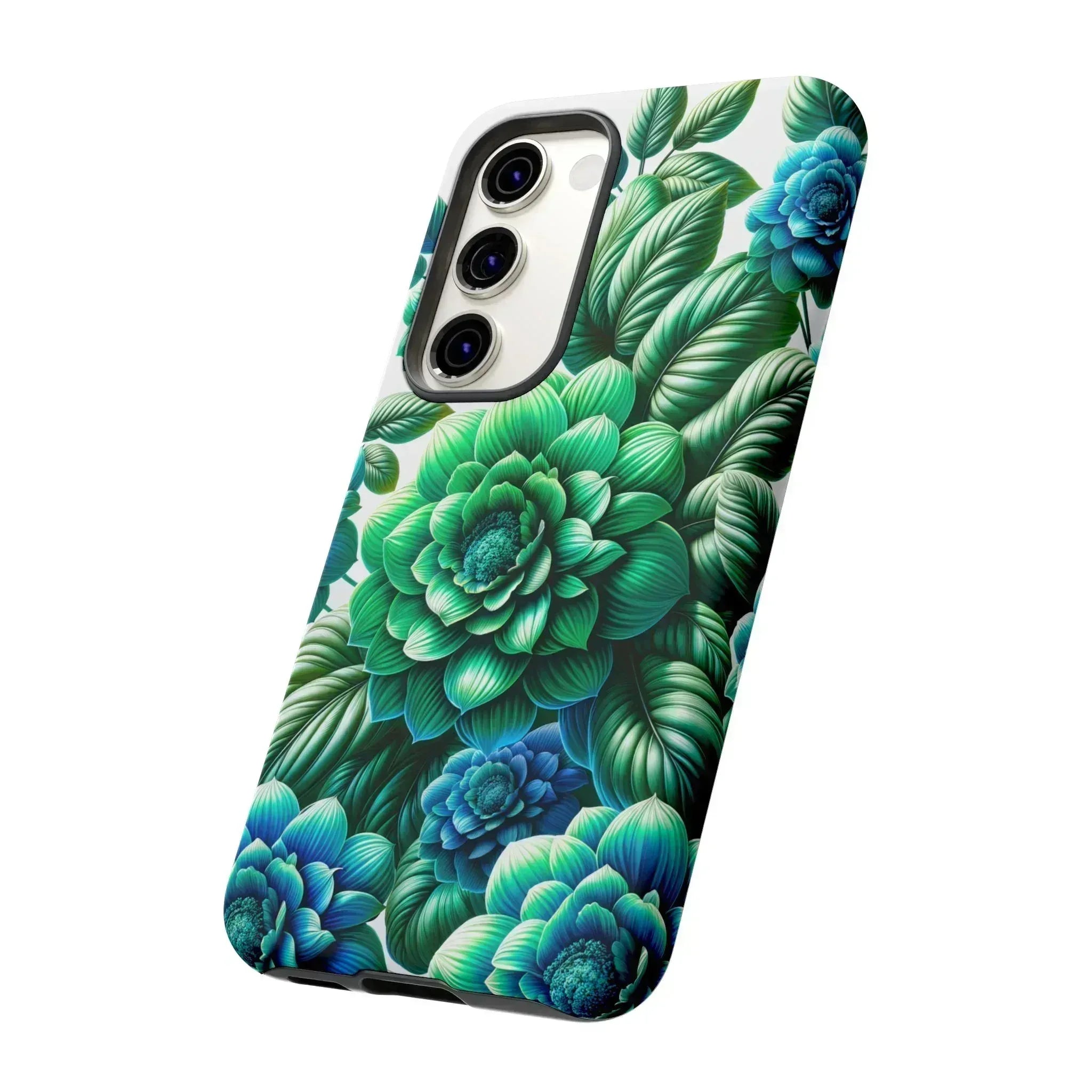 Green and Blue Floral Phone Case for Galaxy S10-S25 - KARARMDESIGN