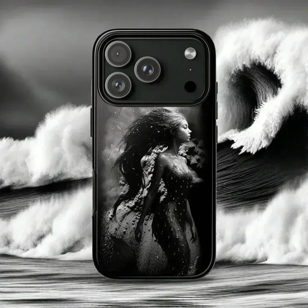 Monochrome Mermaid Phone Case for iPhone 17 Air, Pro, Pro Max - KARARMDESIGN