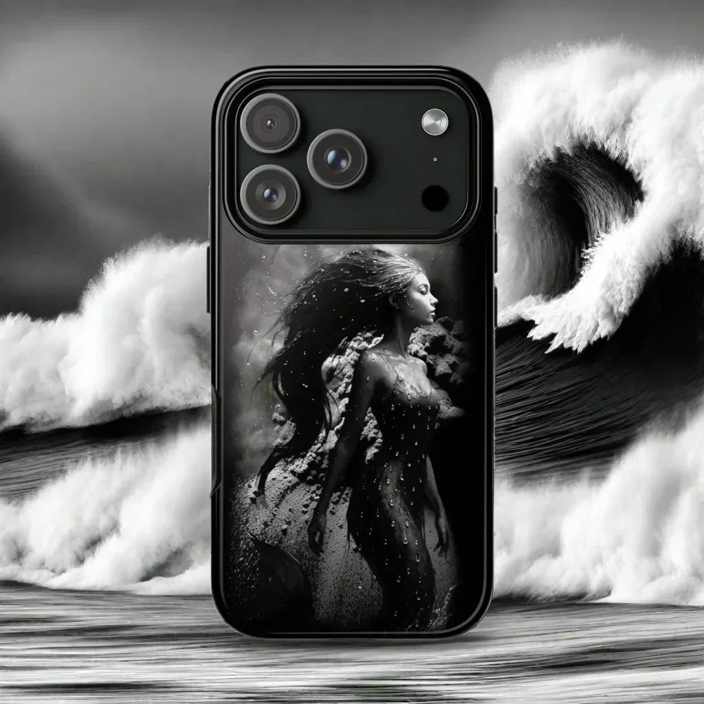 Monochrome Mermaid Phone Case for iPhone 17, Air, Pro, Pro Max - KarArmDesign