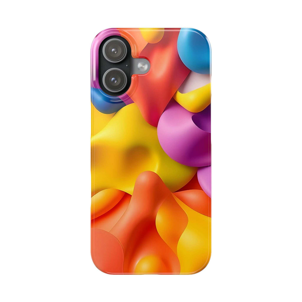 Abstract multicolor phone case for iPhone 11-17 with camera module and flash opening