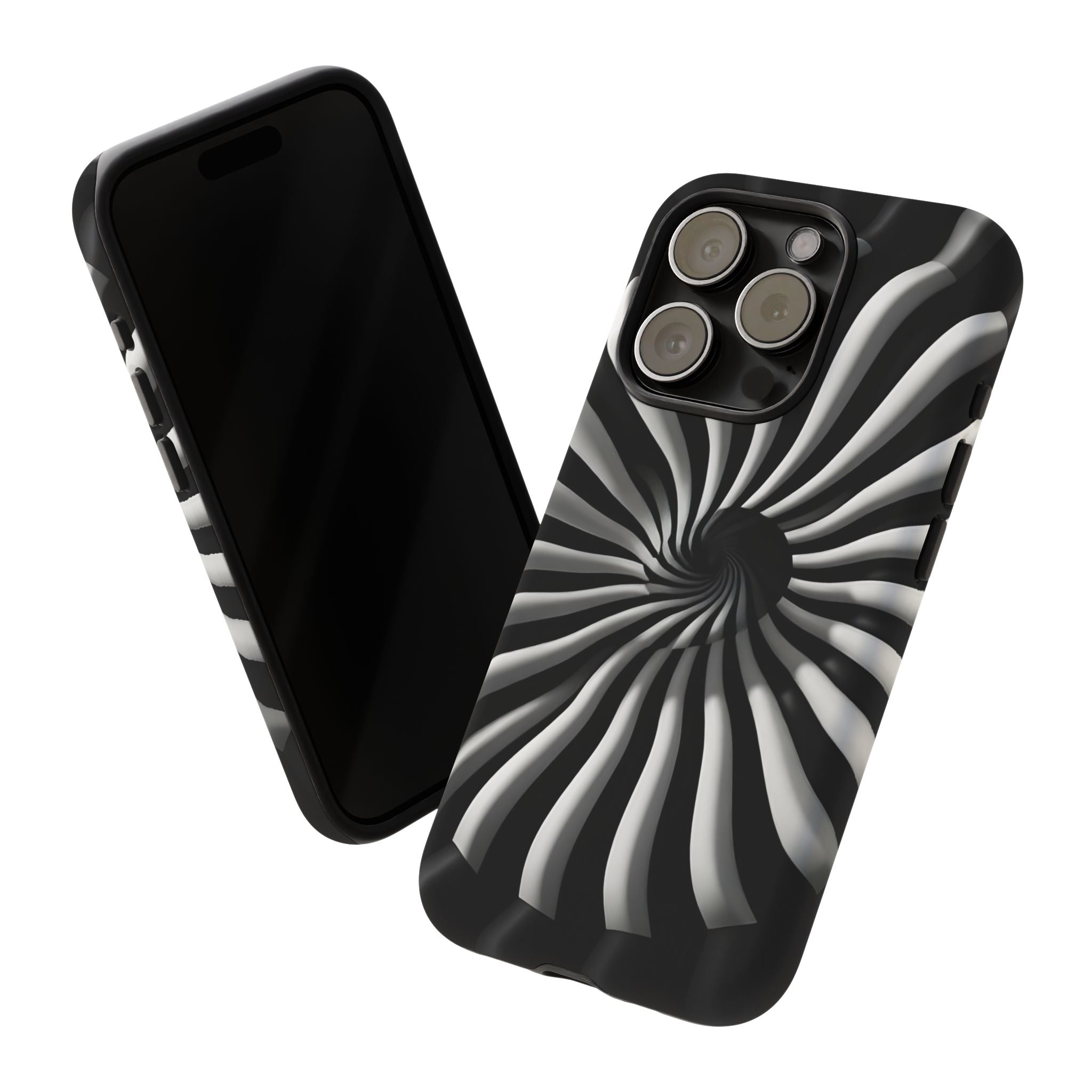 Hypnotic Black and White Spiral Phone Case – Optical Illusion Design for iPhone & Galaxy