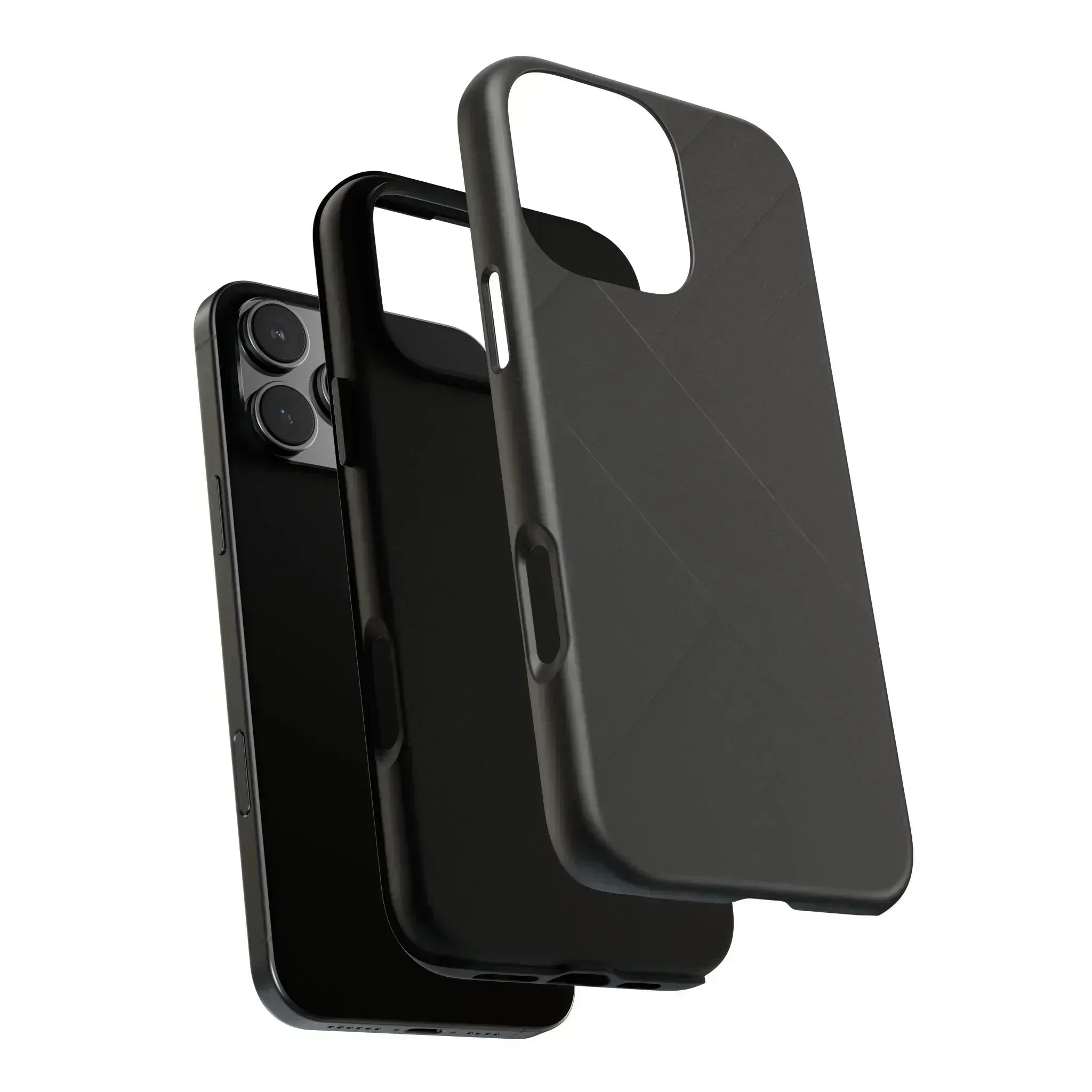 Matte Black Diagonal Line Phone Case for iPhone 8-16 and Galaxy S10-S25 - KARARMDESIGN