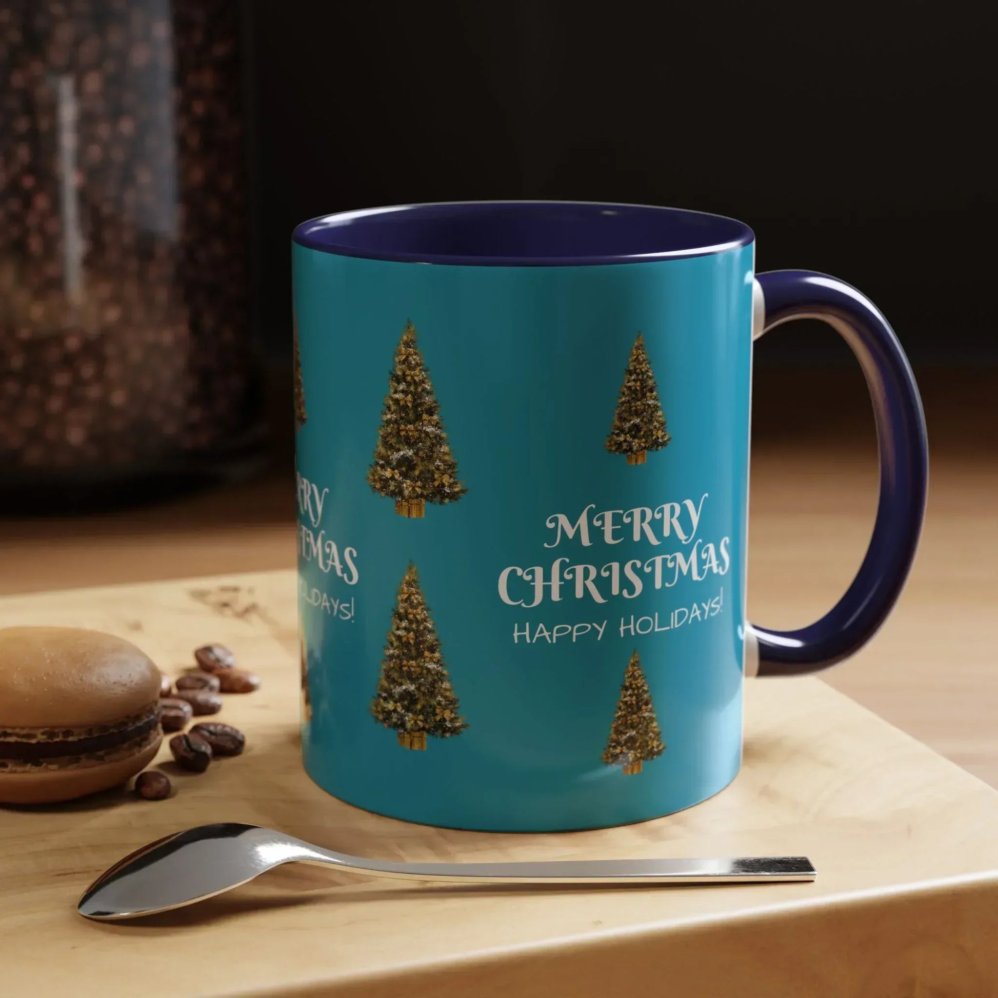 Merry Christmas and Happy Holidays Mug - Accent Coffee Mug (11, 15oz) - KARARMDESIGN