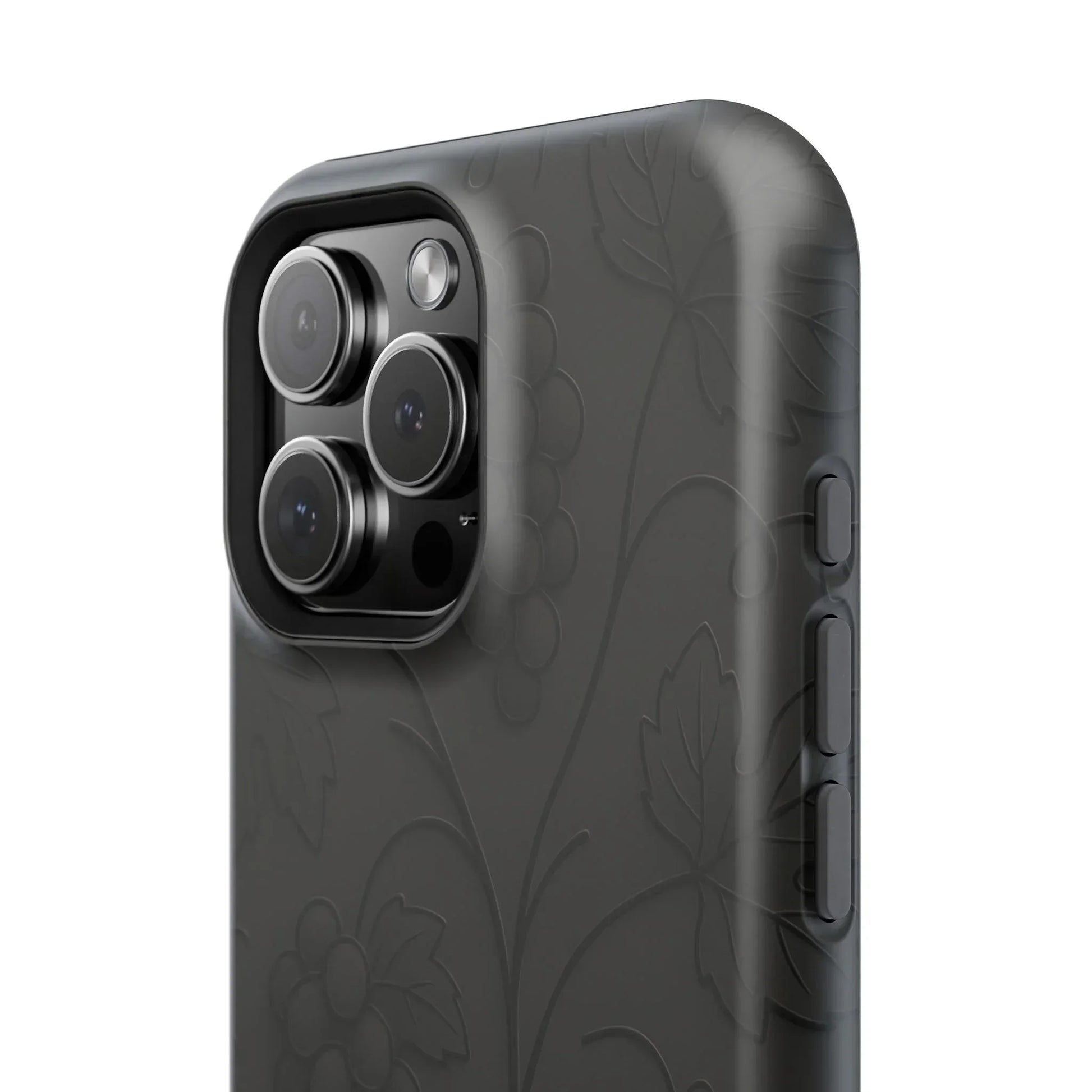 Elegant Embossed Grape Leaf Black Phone Case for iPhone and Galaxy - KarArmDesign