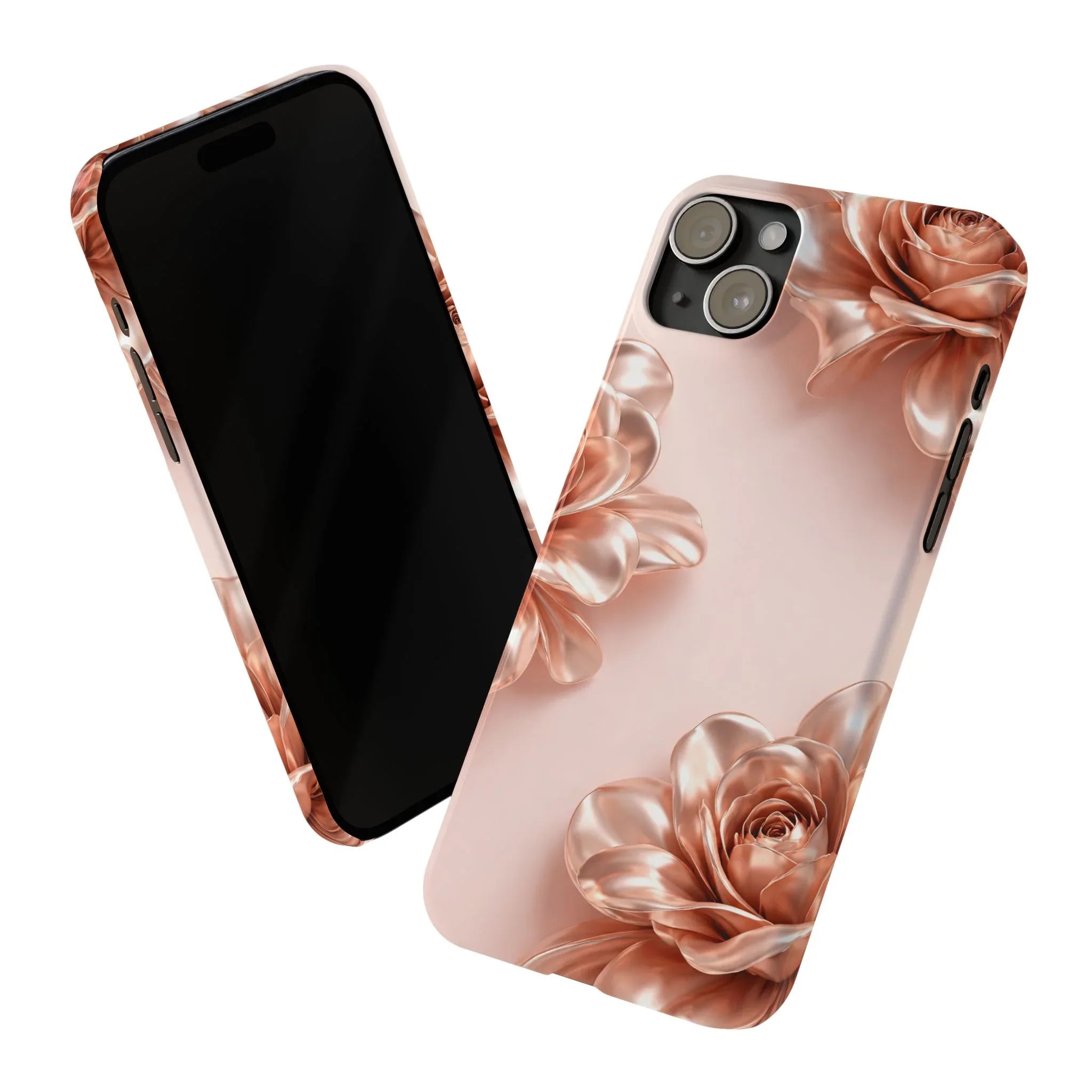 Blush Metallic Flower Case for iPhone 11-17 - KARARMDESIGN