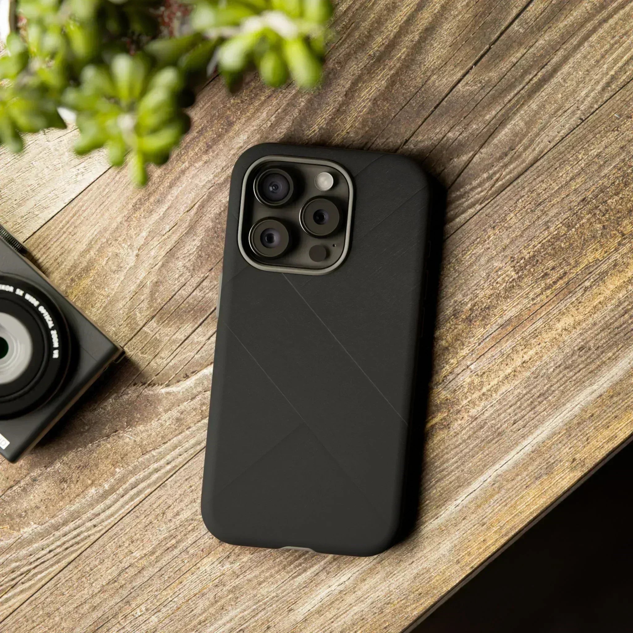 Matte Black Diagonal Line Phone Case for iPhone 8-16 and Galaxy S10-S25 - KARARMDESIGN