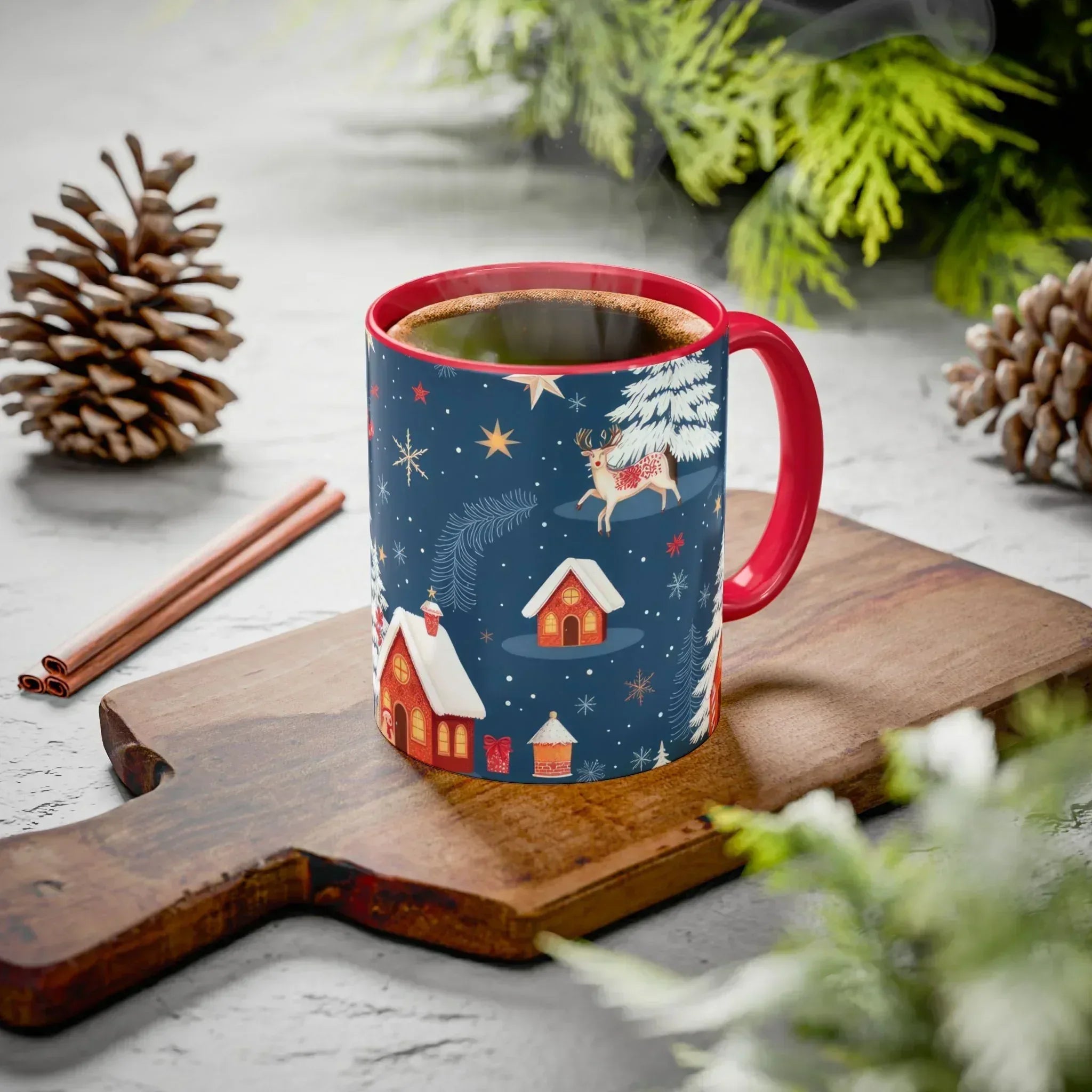 Dark Blue Christmas Mug - Colorful Mugs (11oz, 15oz) - KARARMDESIGN