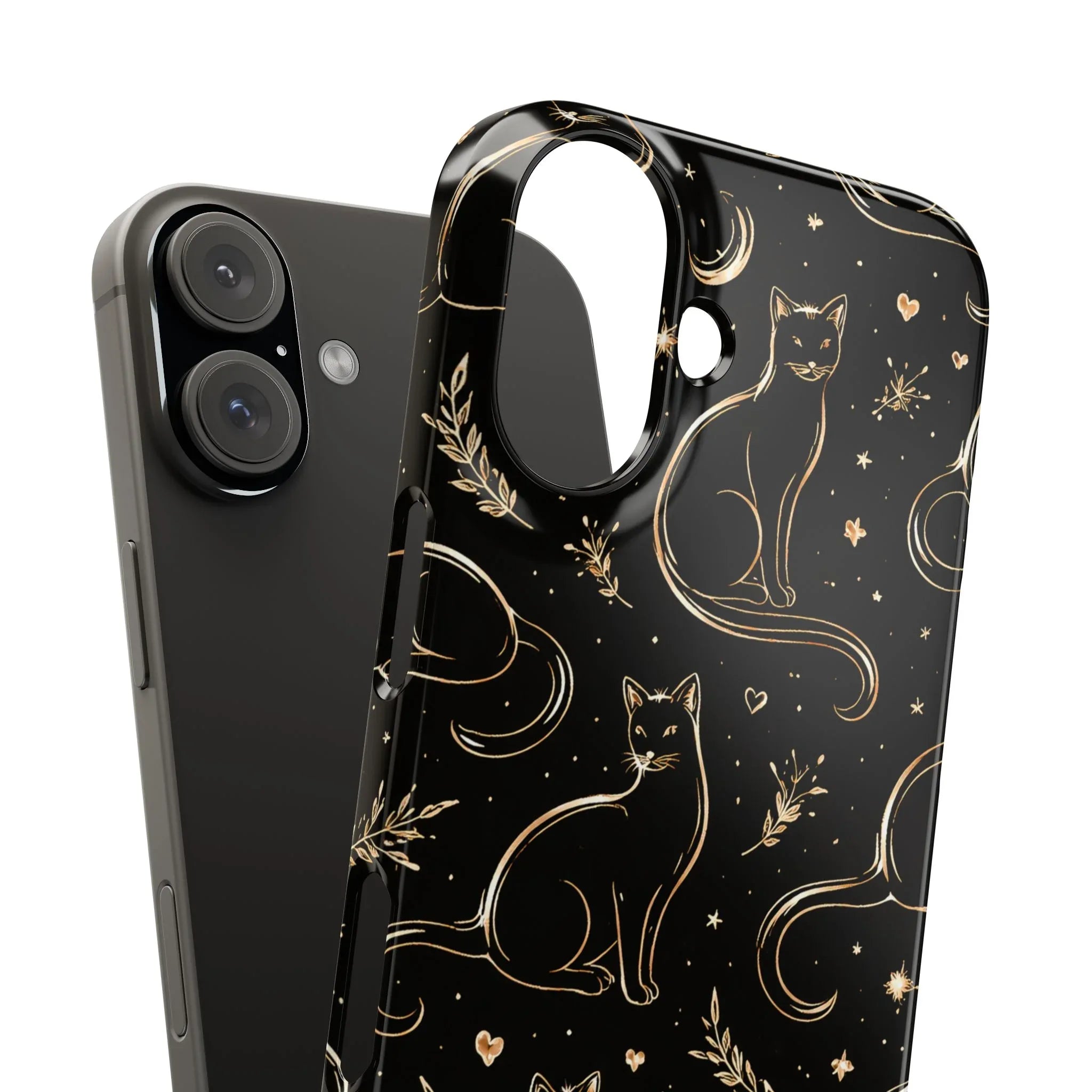 Golden Cat Pattern Phone Case for iPhone 11–17 & Galaxy S21–S25 - KARARMDESIGN