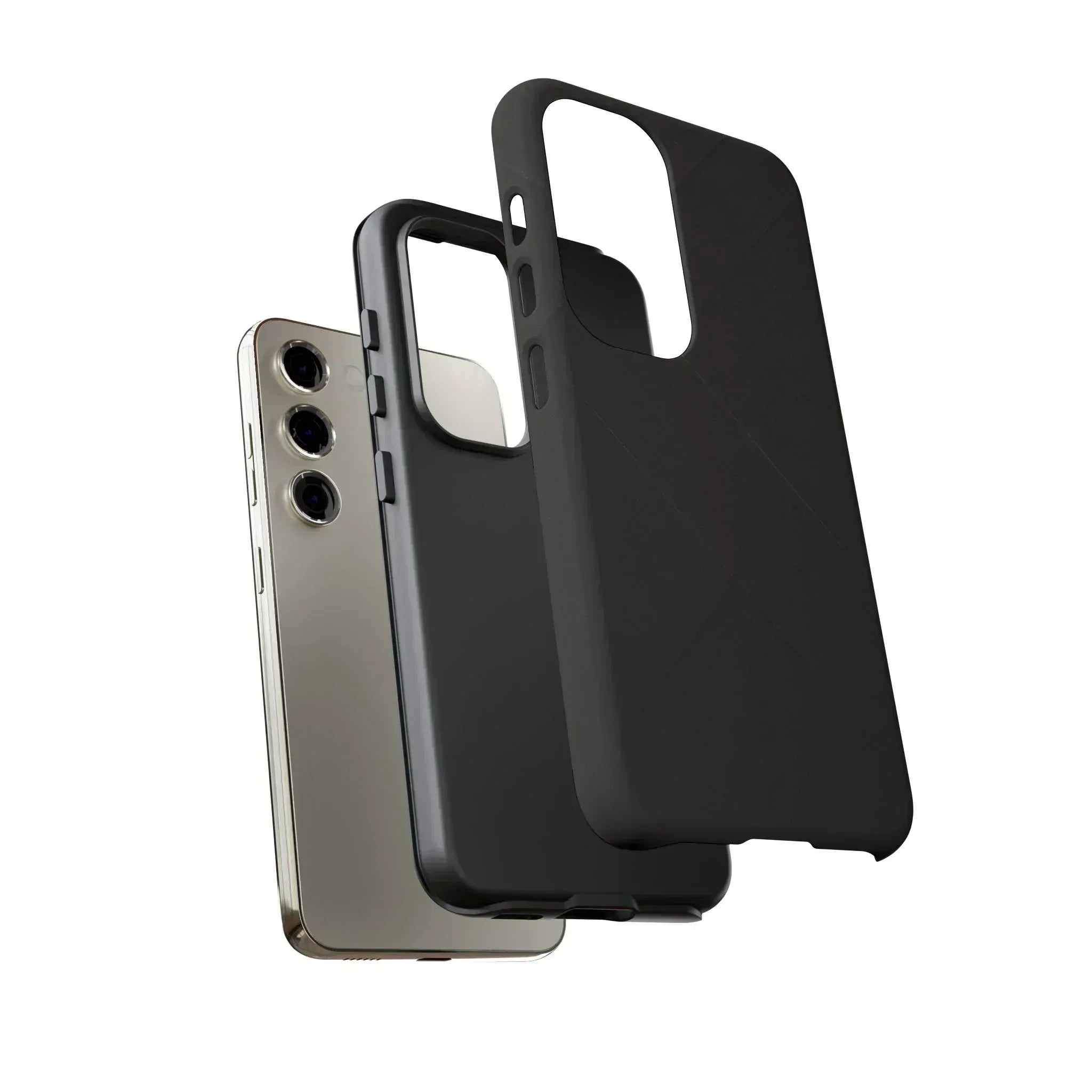 Matte Black Diagonal Line Phone Case for iPhone 8-16 and Galaxy S10-S25 - KARARMDESIGN