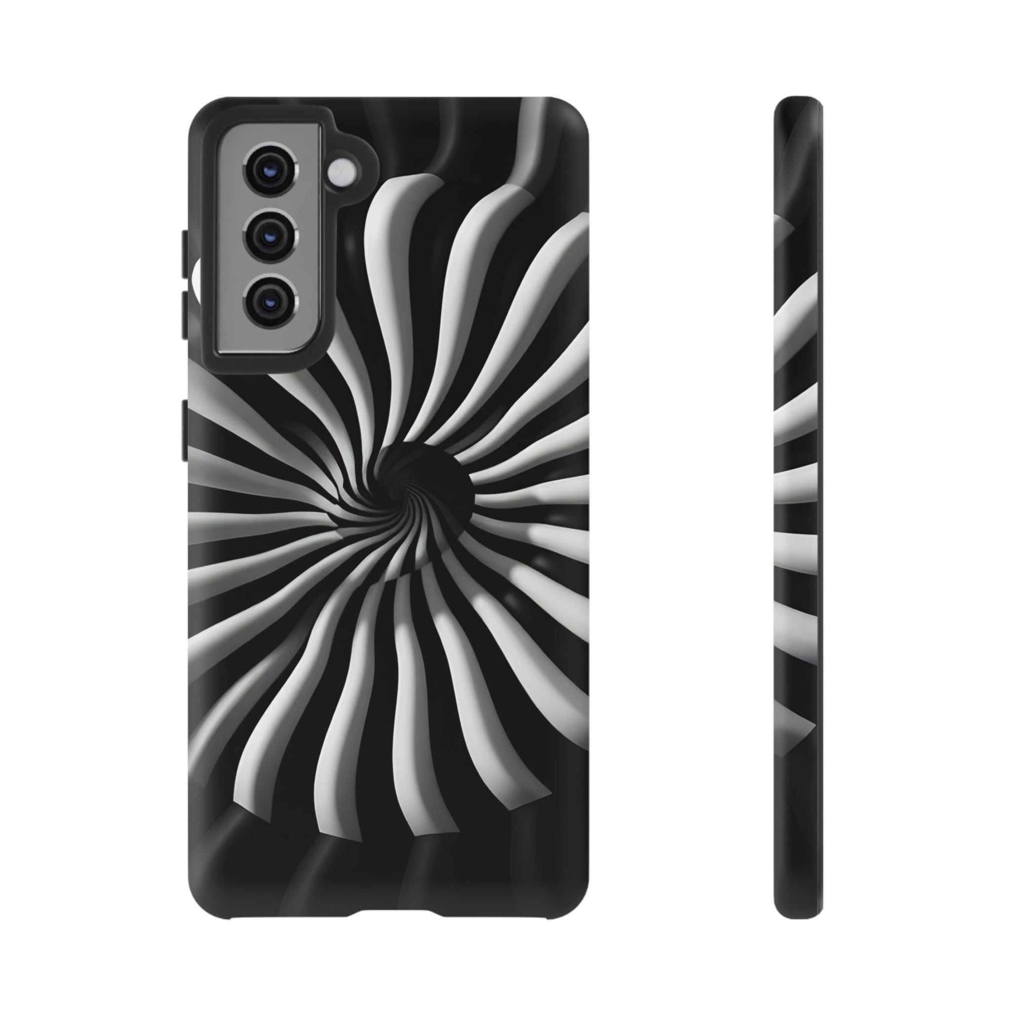 Hypnotic Black and White Spiral Phone Case – Optical Illusion Design for iPhone & Galaxy