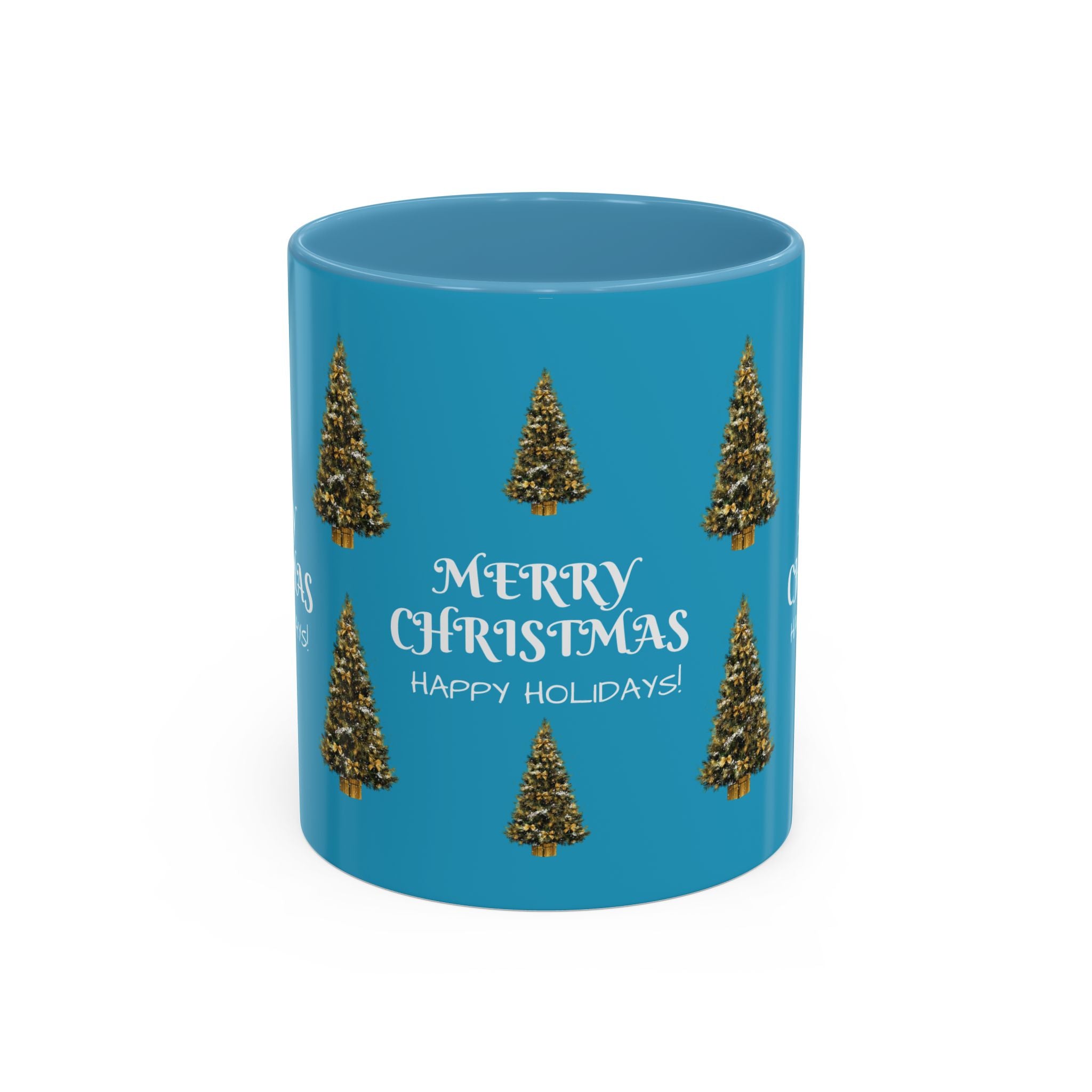 Merry Christmas and Happy Holidays Mug - Accent Coffee Mug (11, 15oz)