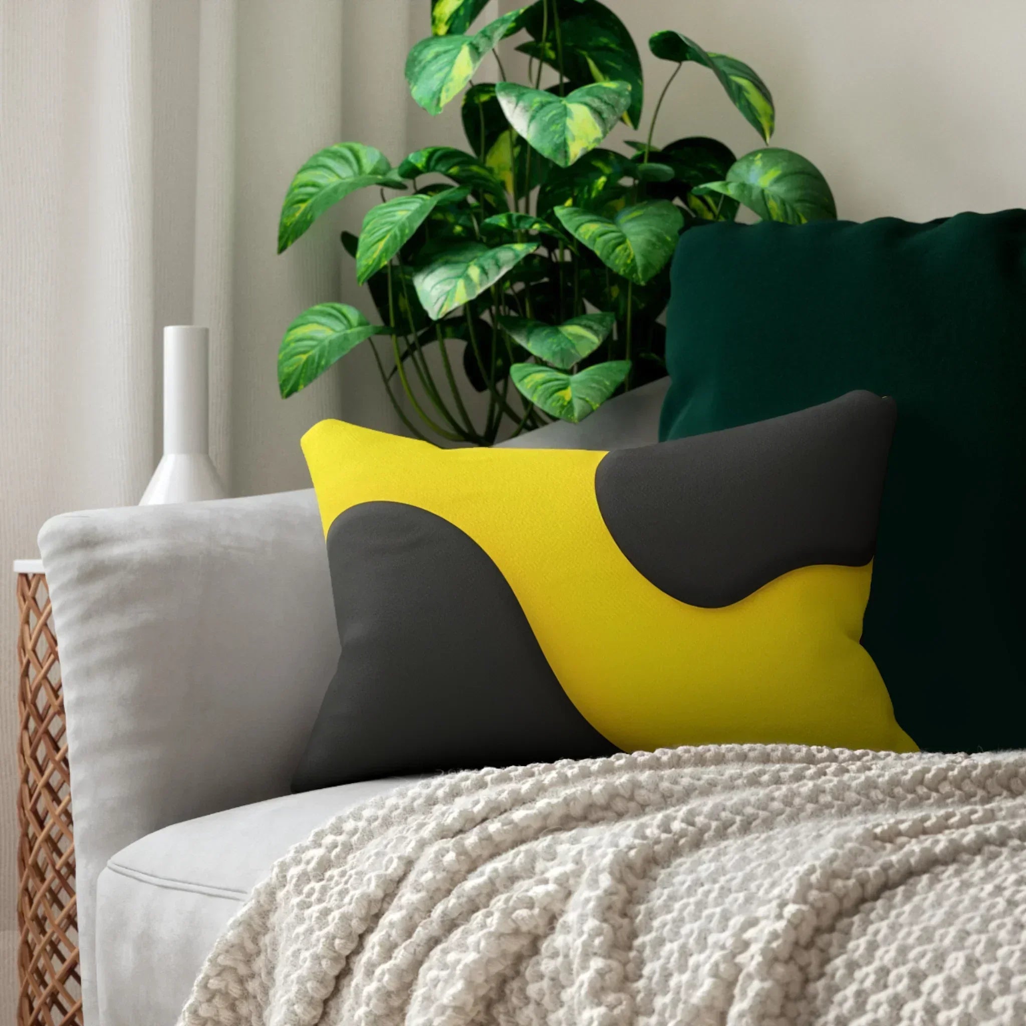 Stylish Yellow & Black Abstract Pillow - KARARMDESIGN
