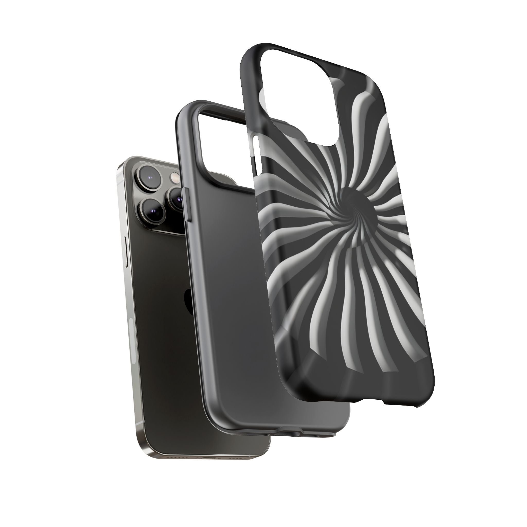 Hypnotic Black and White Spiral Phone Case – Optical Illusion Design for iPhone & Galaxy