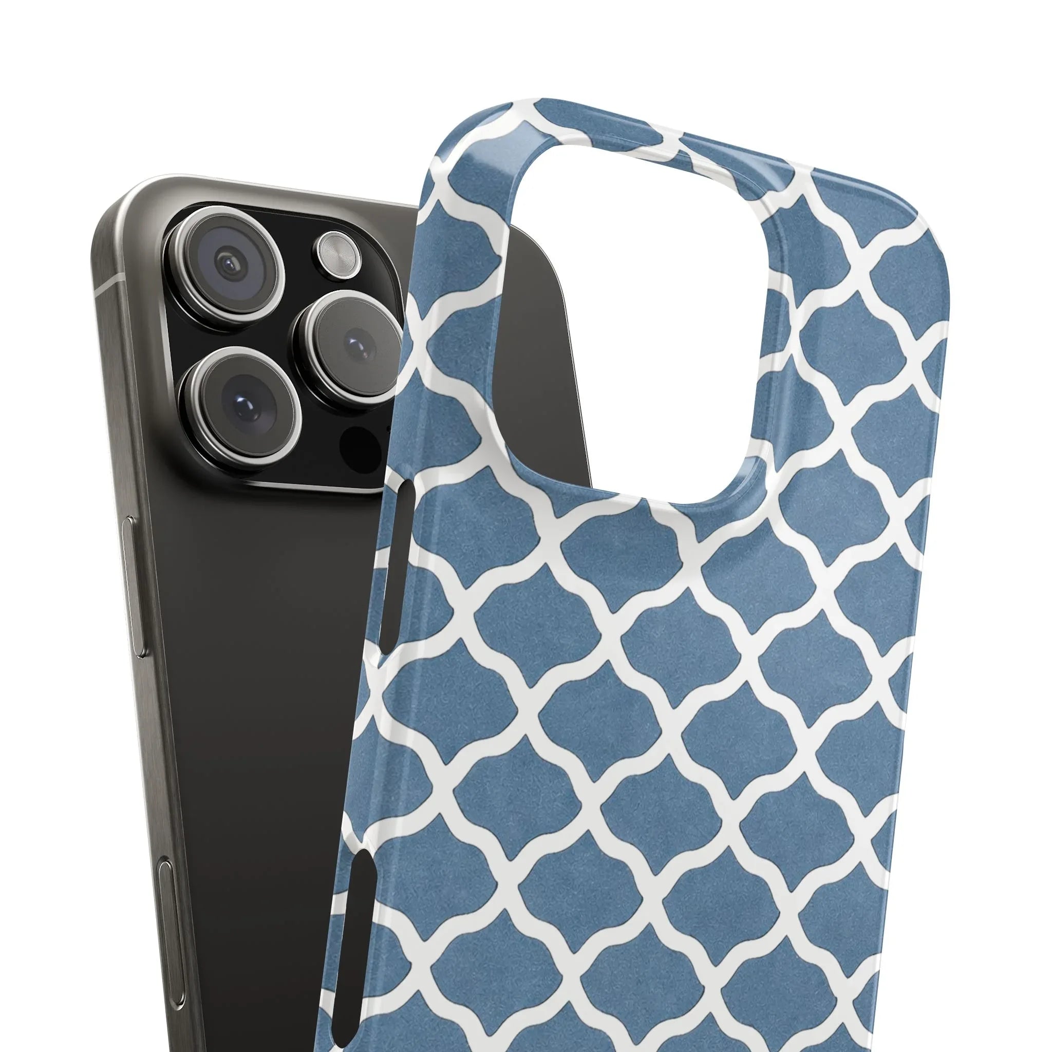 Azure Lattice Pattern Phone Case Slim Phone Cases for iPhone 11-17 - KARARMDESIGN