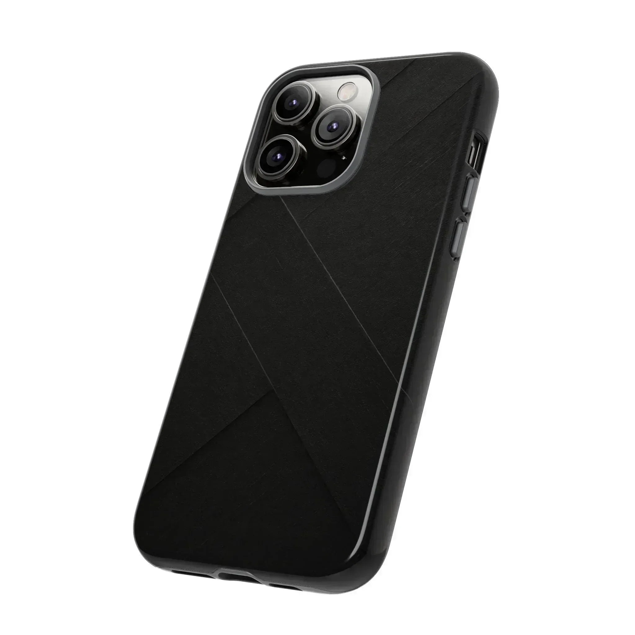 Matte Black Diagonal Line Phone Case for iPhone 8-16 and Galaxy S10-S25 - KARARMDESIGN
