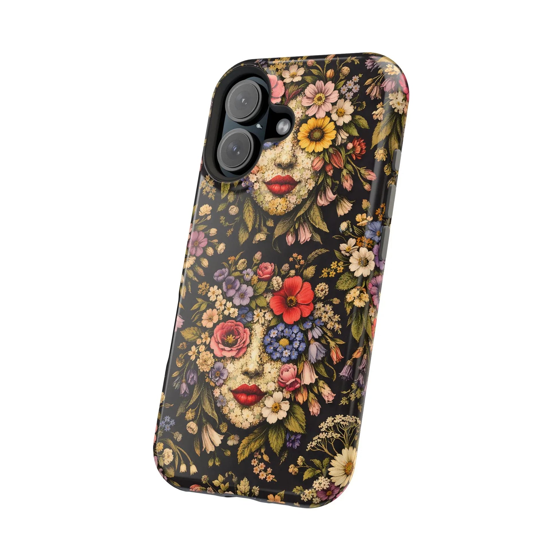 Vintage Flower Face Phone Case for iPhone 13-17 - KARARMDESIGN
