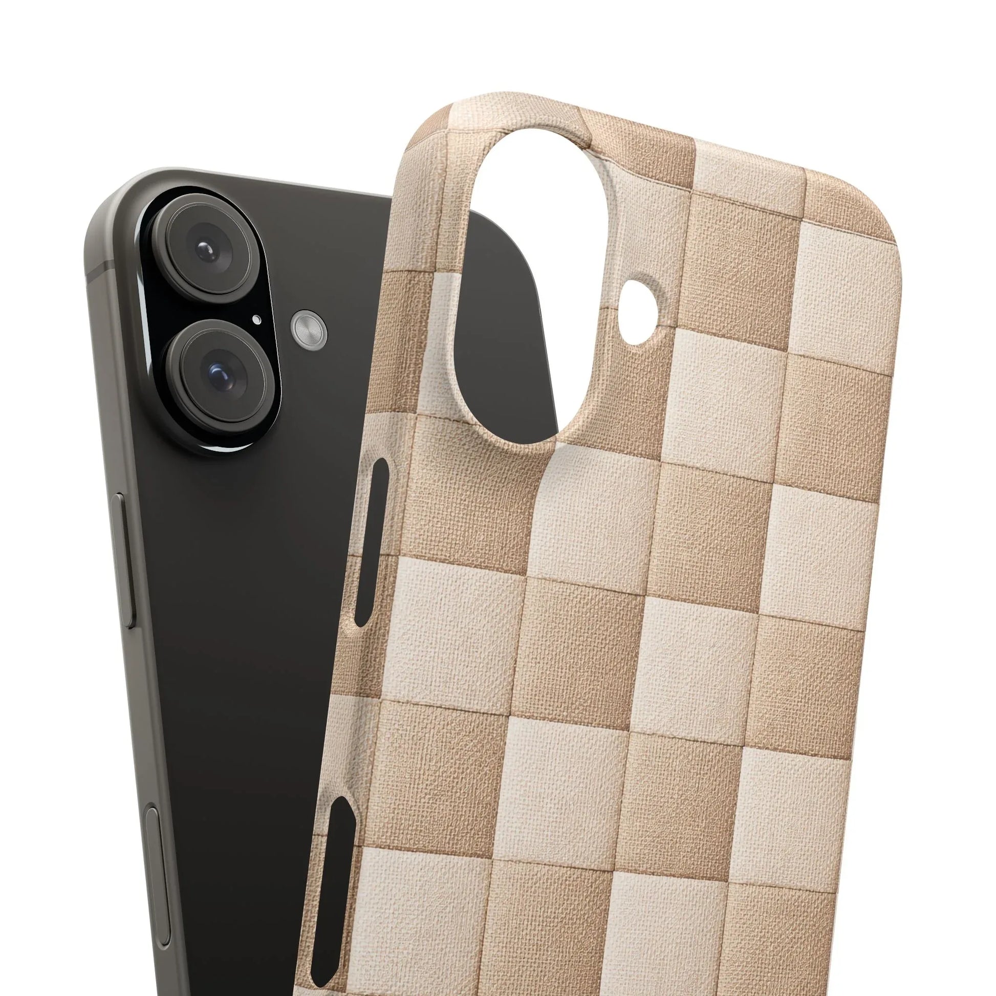 Beige Woven Phone Case for iPhone 11-17 and Galaxy S20-S25 - KARARMDESIGN