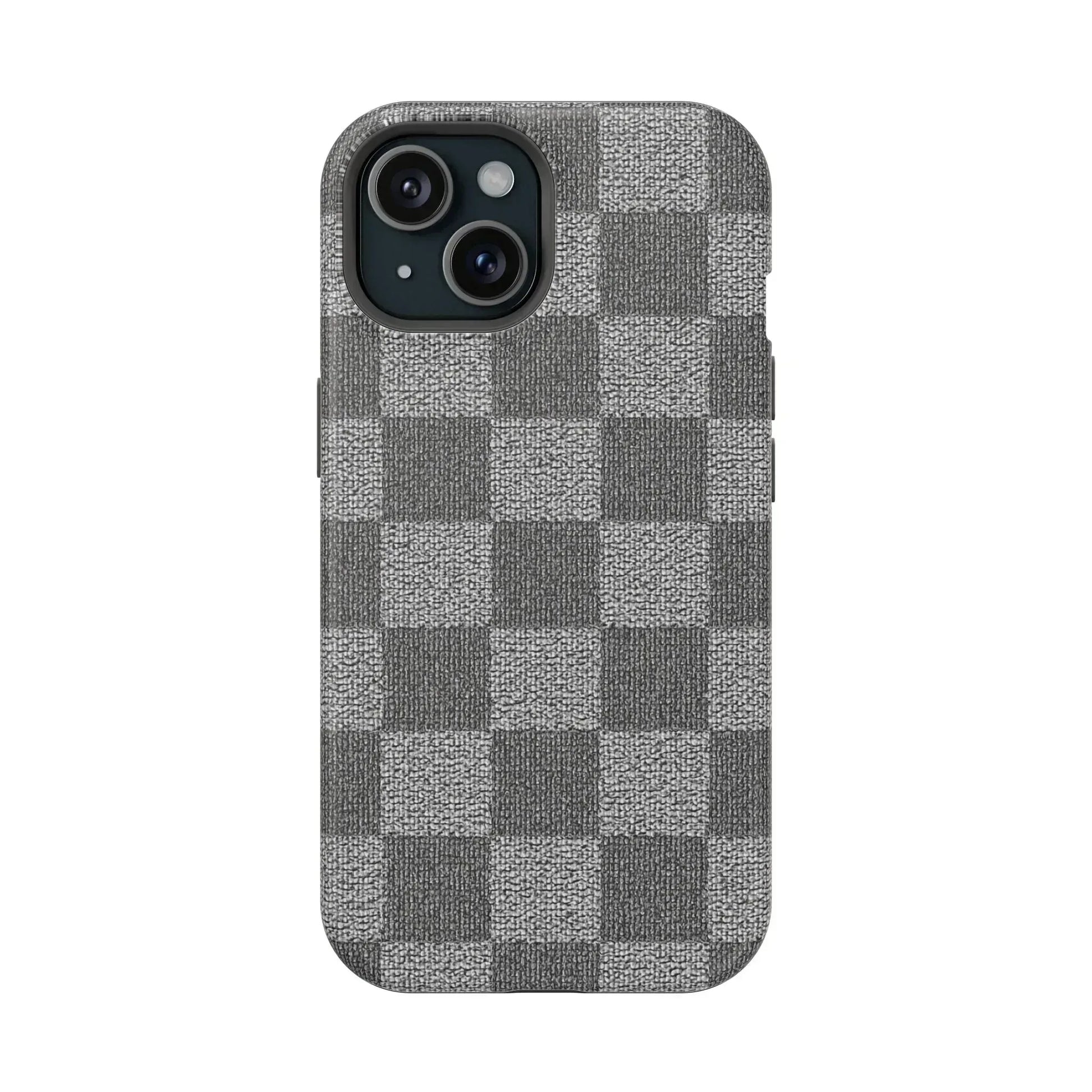 Gray Checkered Phone Case for iPhone 12-16 and Galaxy S21-S22 - KARARMDESIGN