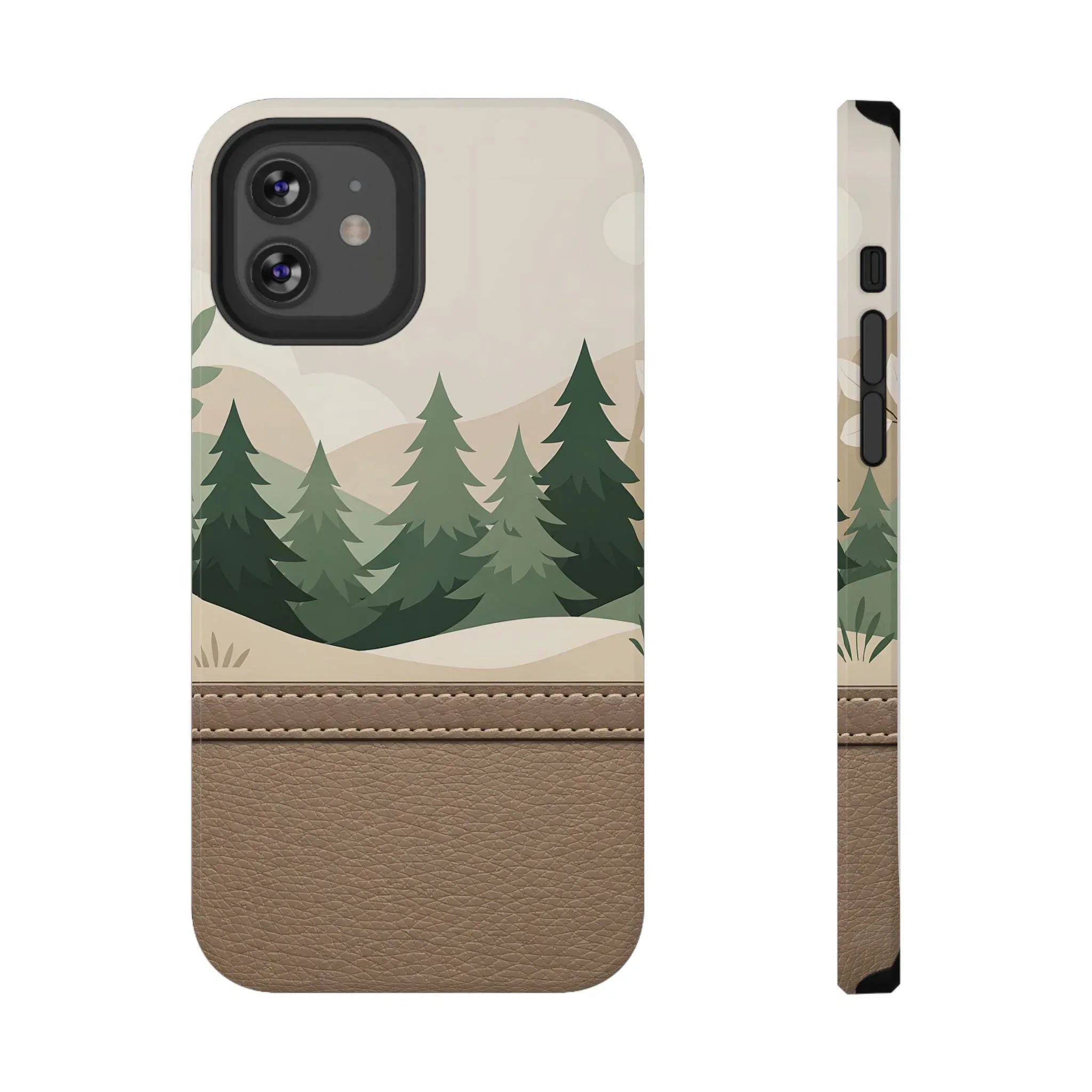 Forest Leather Phone Case for iPhone 11-17 and Galaxy S21-S25 - KARARMDESIGN