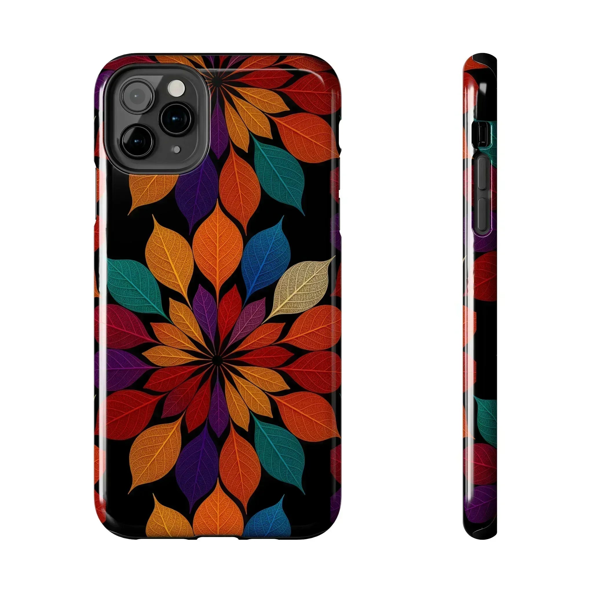 Leaf Mandala Phone Case for iPhone 11-16 and Galaxy S21-S24 - KARARMDESIGN