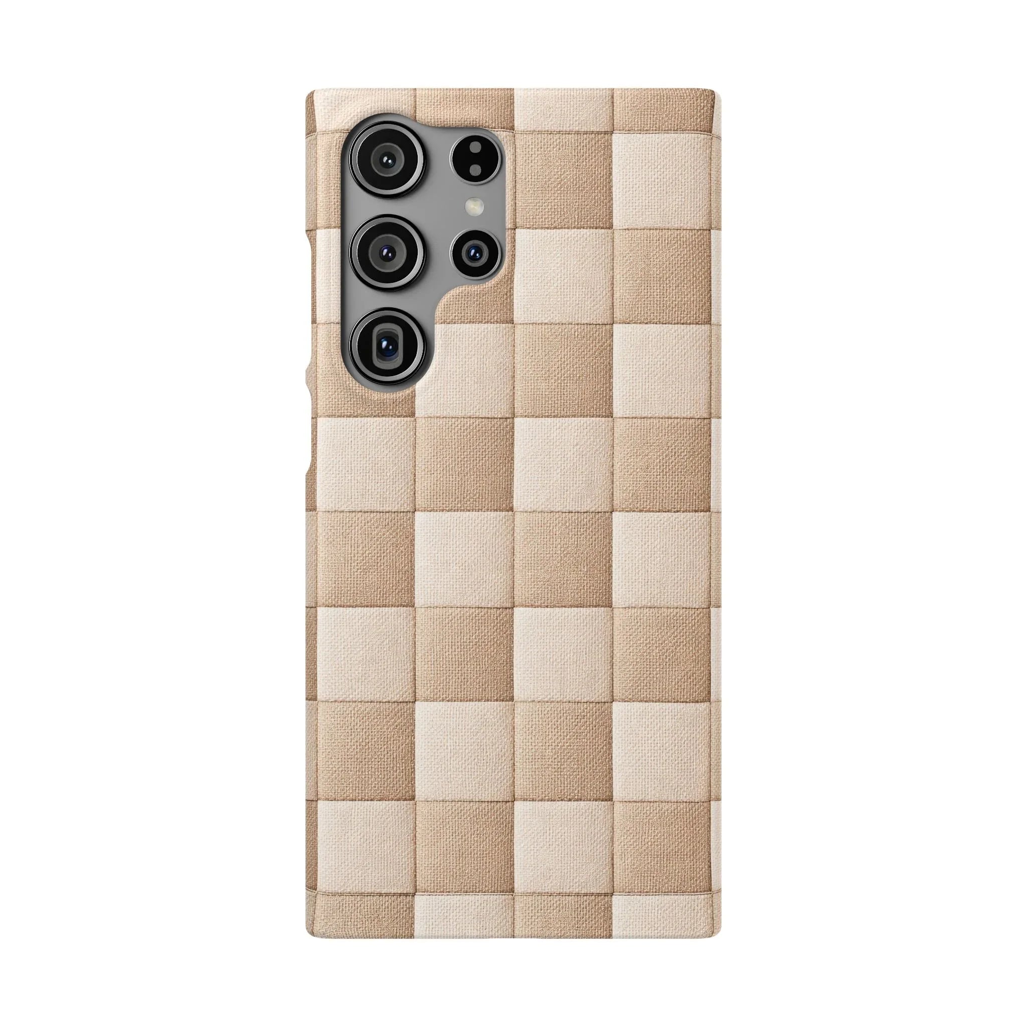 Beige Woven Phone Case for iPhone 11-17 and Galaxy S20-S25 - KARARMDESIGN
