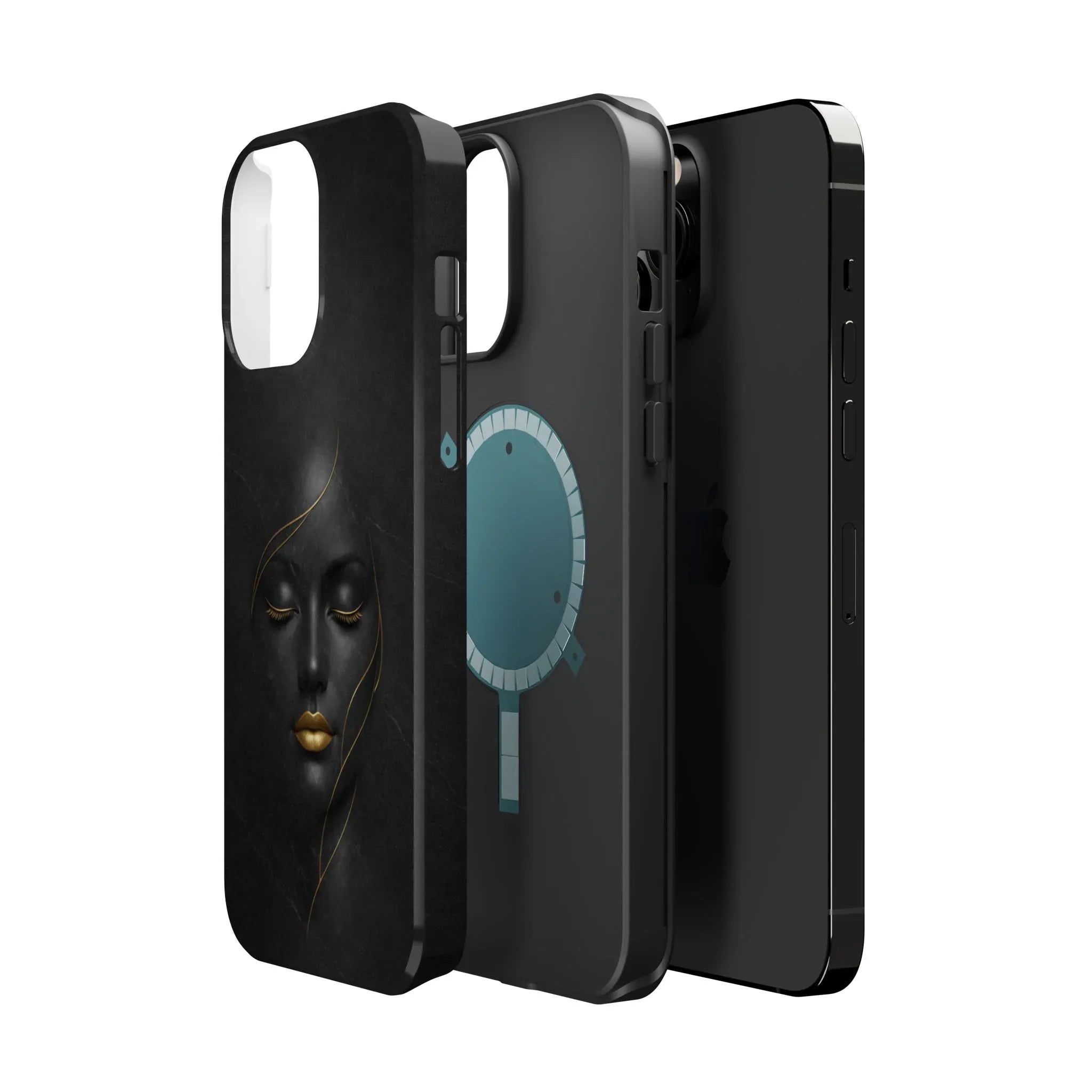 Black Gold Face Phone Case for iPhone 13-17 - KARARMDESIGN