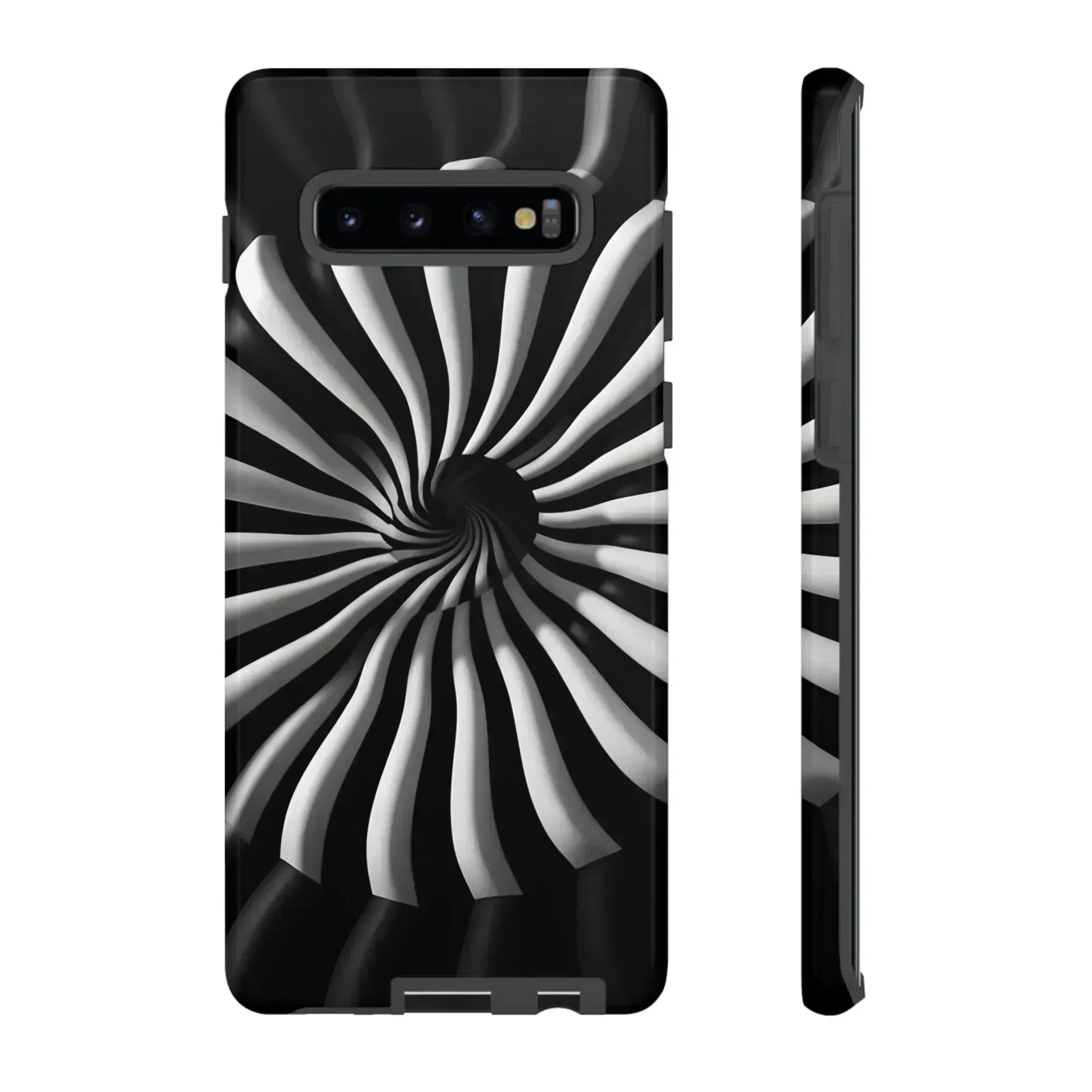 Hypnotic Black and White Spiral Phone Case for iPhone & Galaxy - KARARMDESIGN