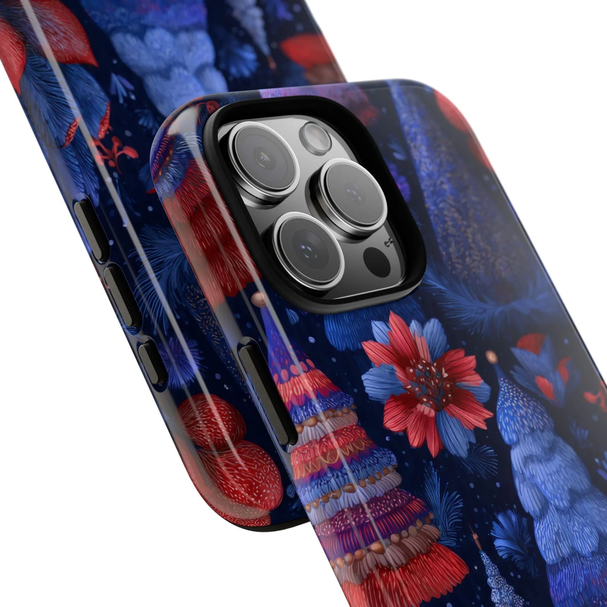 Midnight Blue Christmas Forest Phone Case for iPhone 8-17 and Galaxy S21–S25 - KARARMDESIGN