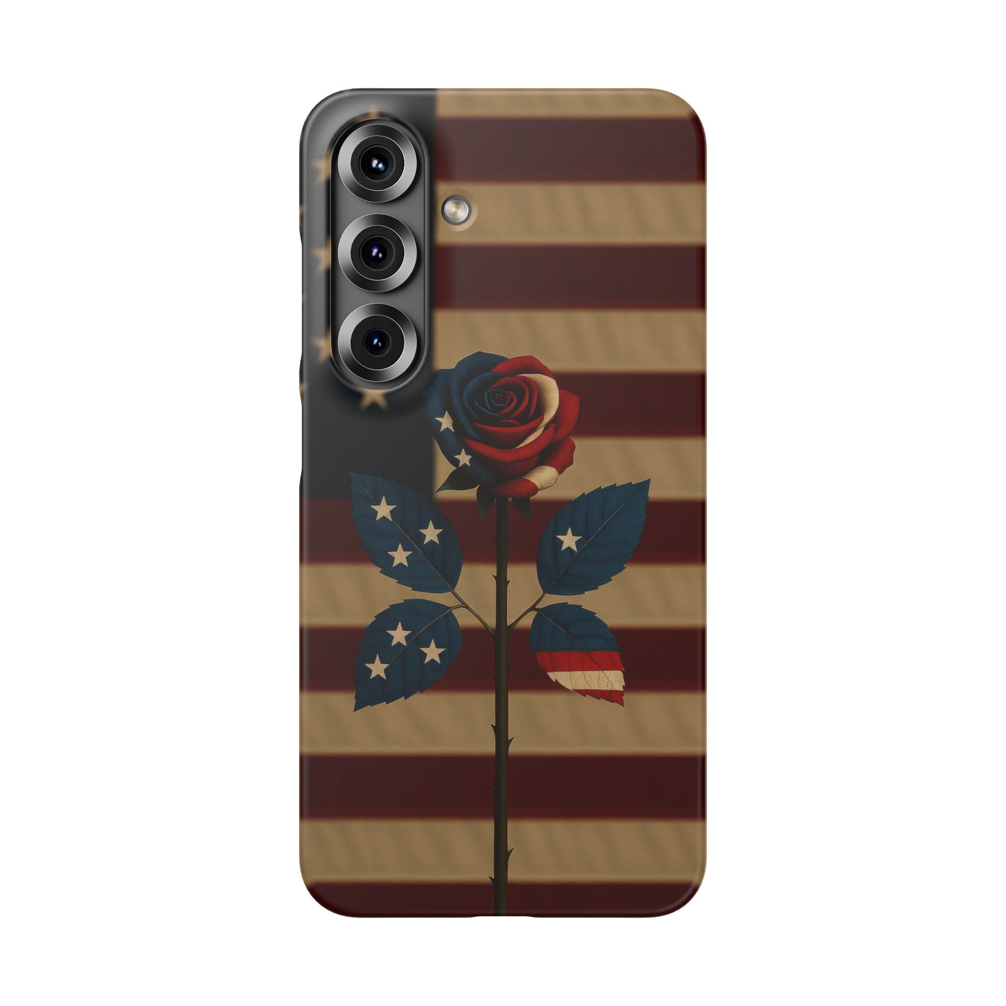 American Rose Flag Phone Case for iPhone 8-17 and Galaxy S20-S26
