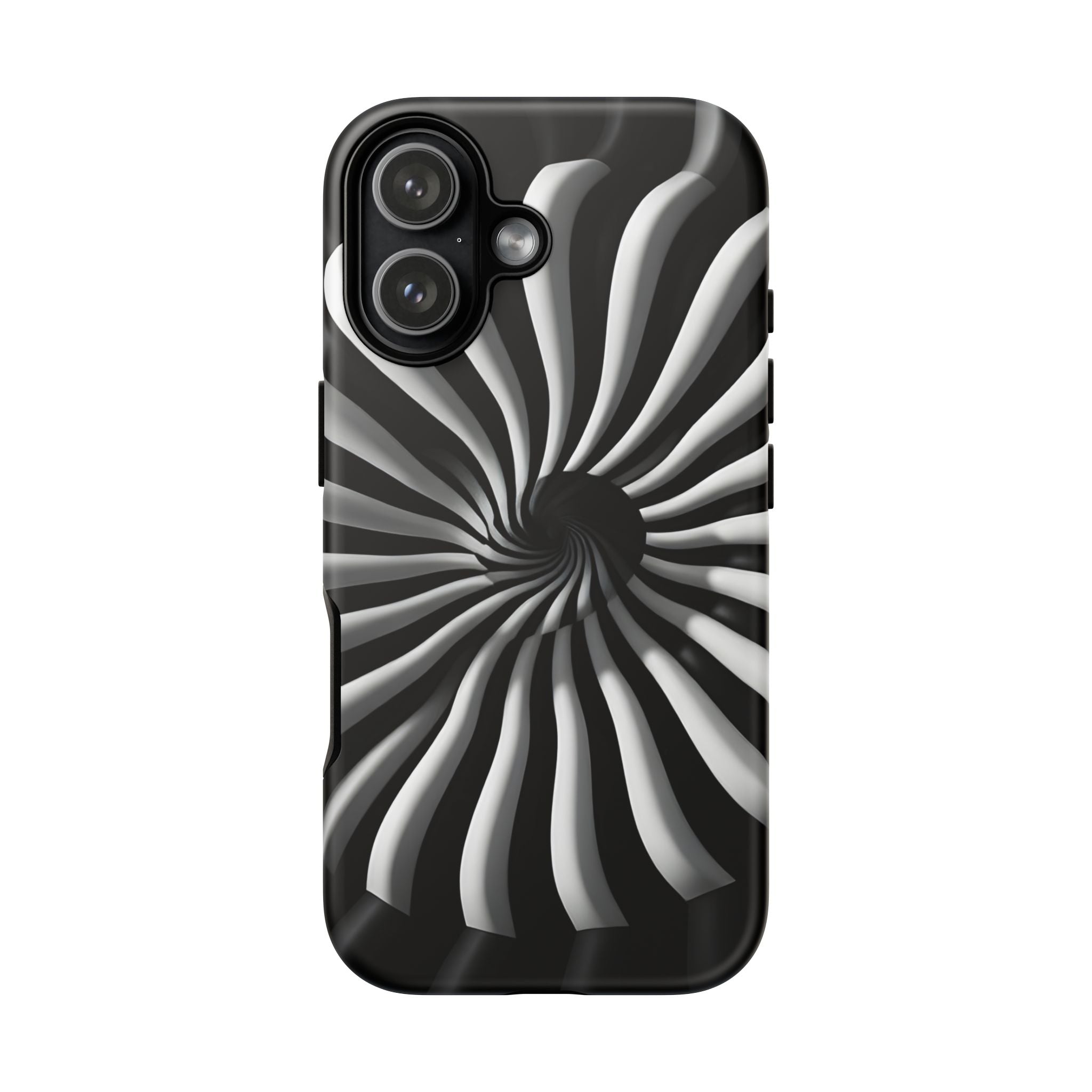 Hypnotic Black and White Spiral Phone Case – Optical Illusion Design for iPhone & Galaxy