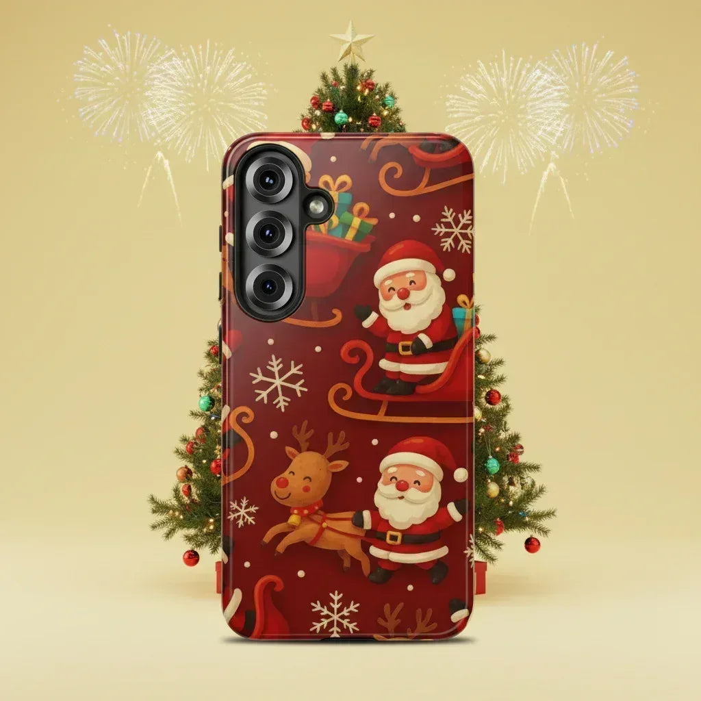 Santa Sleigh Ride Phone Case for iPhone 11-17 and Galaxy S10-S25 - KARARMDESIGN