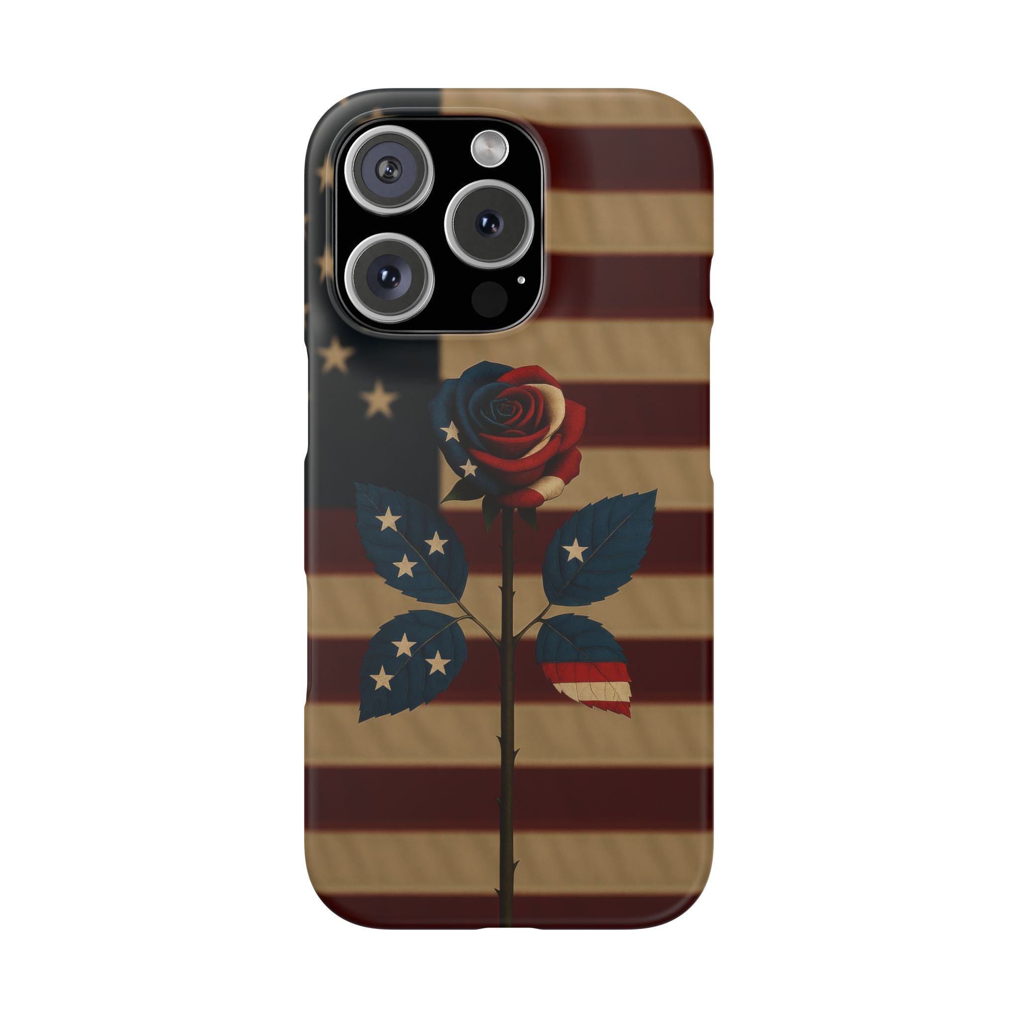American Rose Flag Phone Case for iPhone 8-17 and Galaxy S20-S26