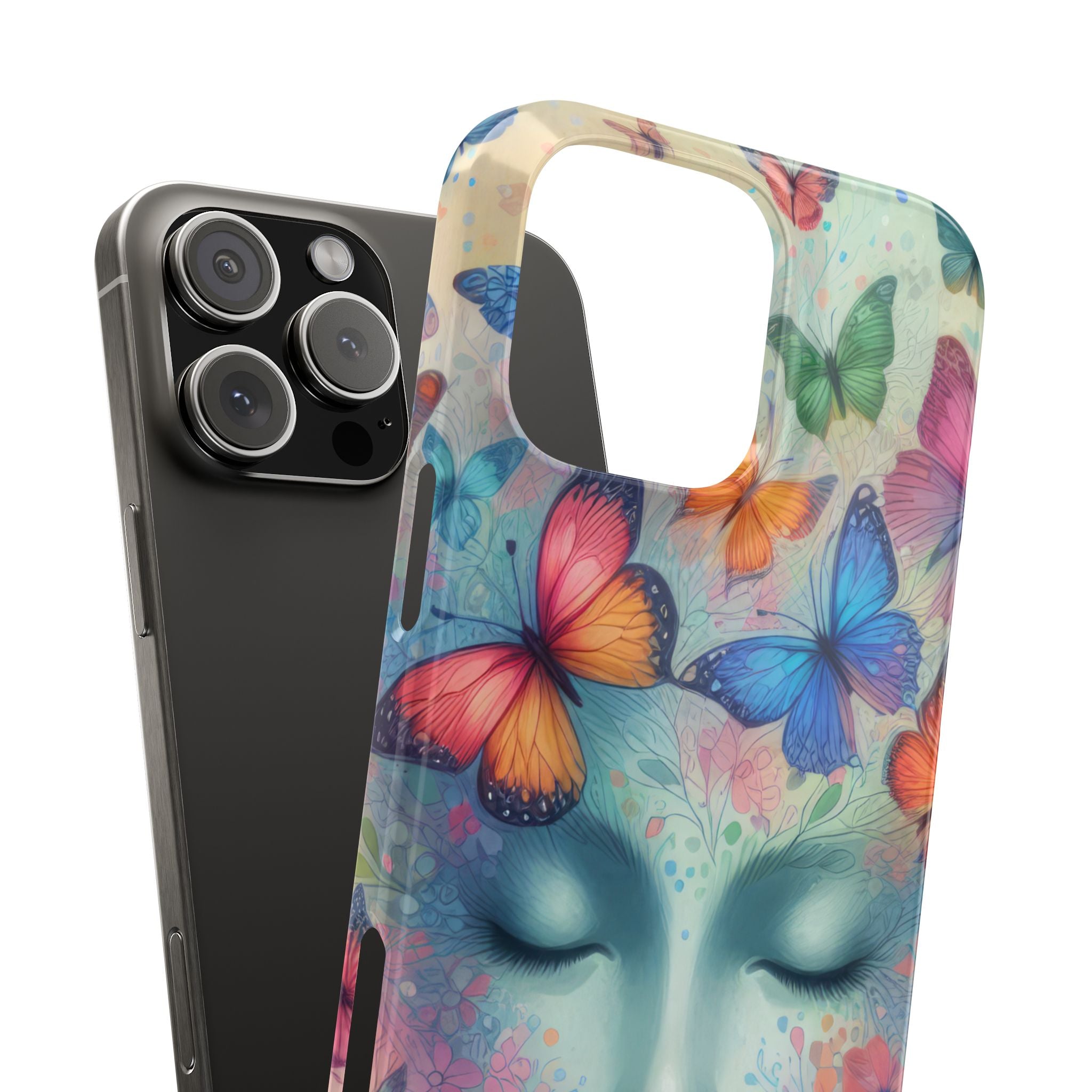 Butterfly Bloom Dreamy Woman Phone Case for iPhone 11-17