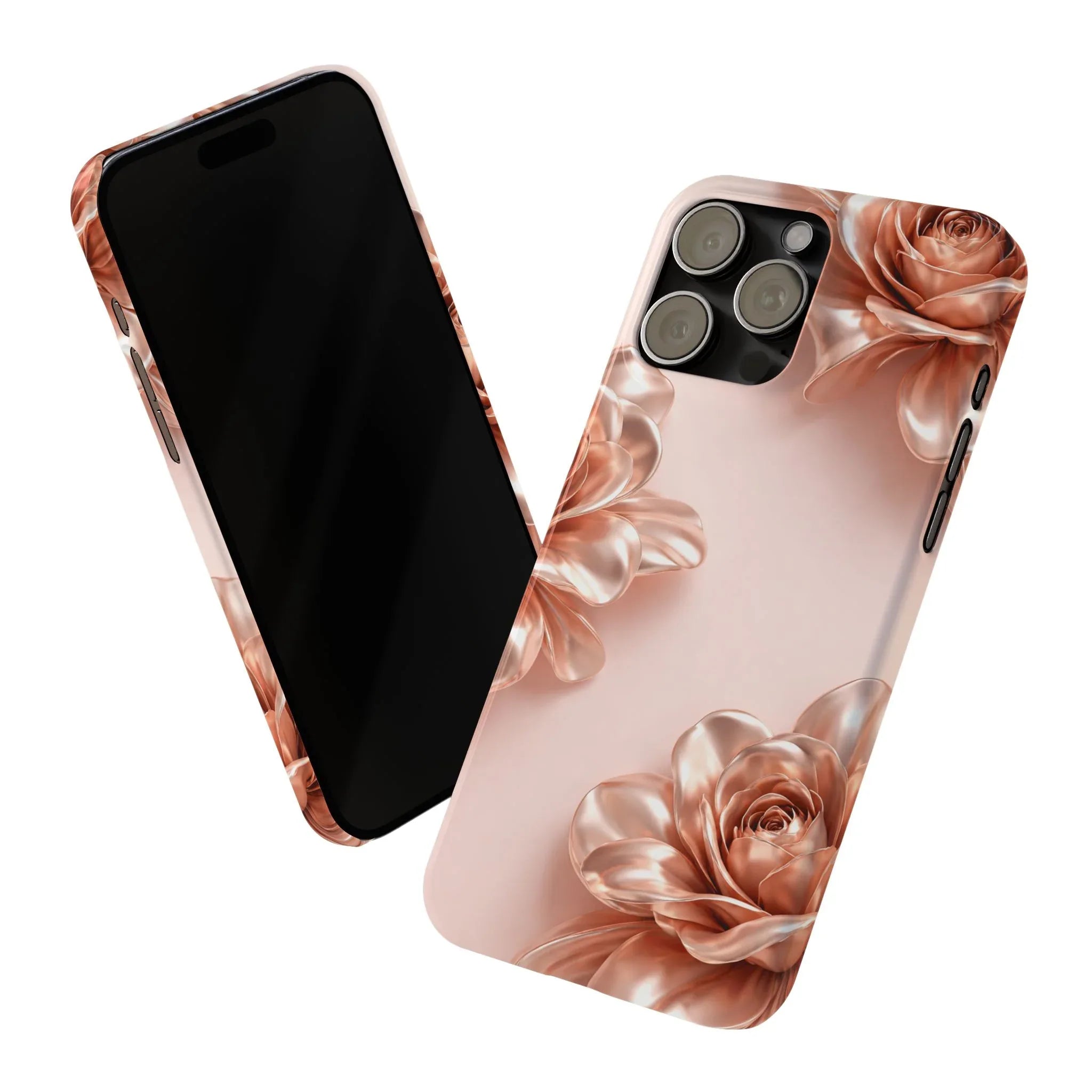 Blush Metallic Flower Case for iPhone 11-17 - KARARMDESIGN