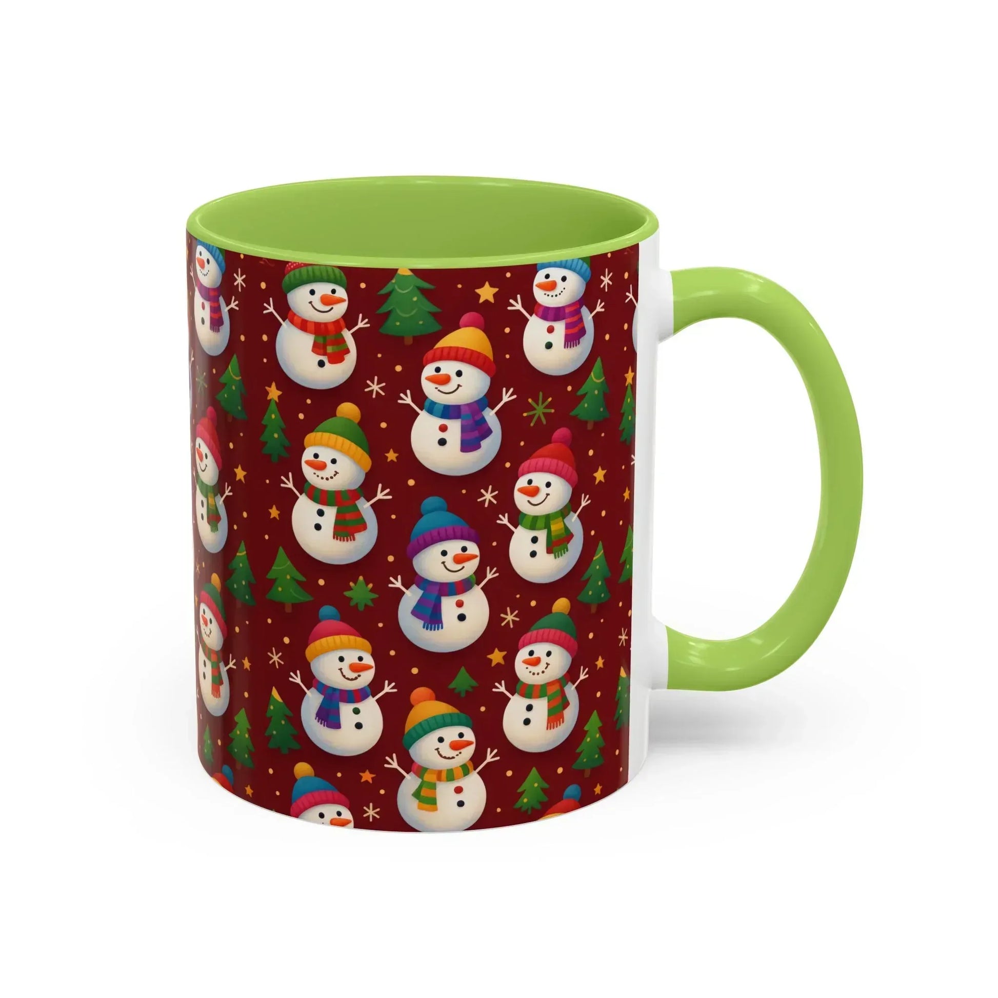 Festive Snowman Parade Accent Coffee Mug (11oz) - KARARMDESIGN