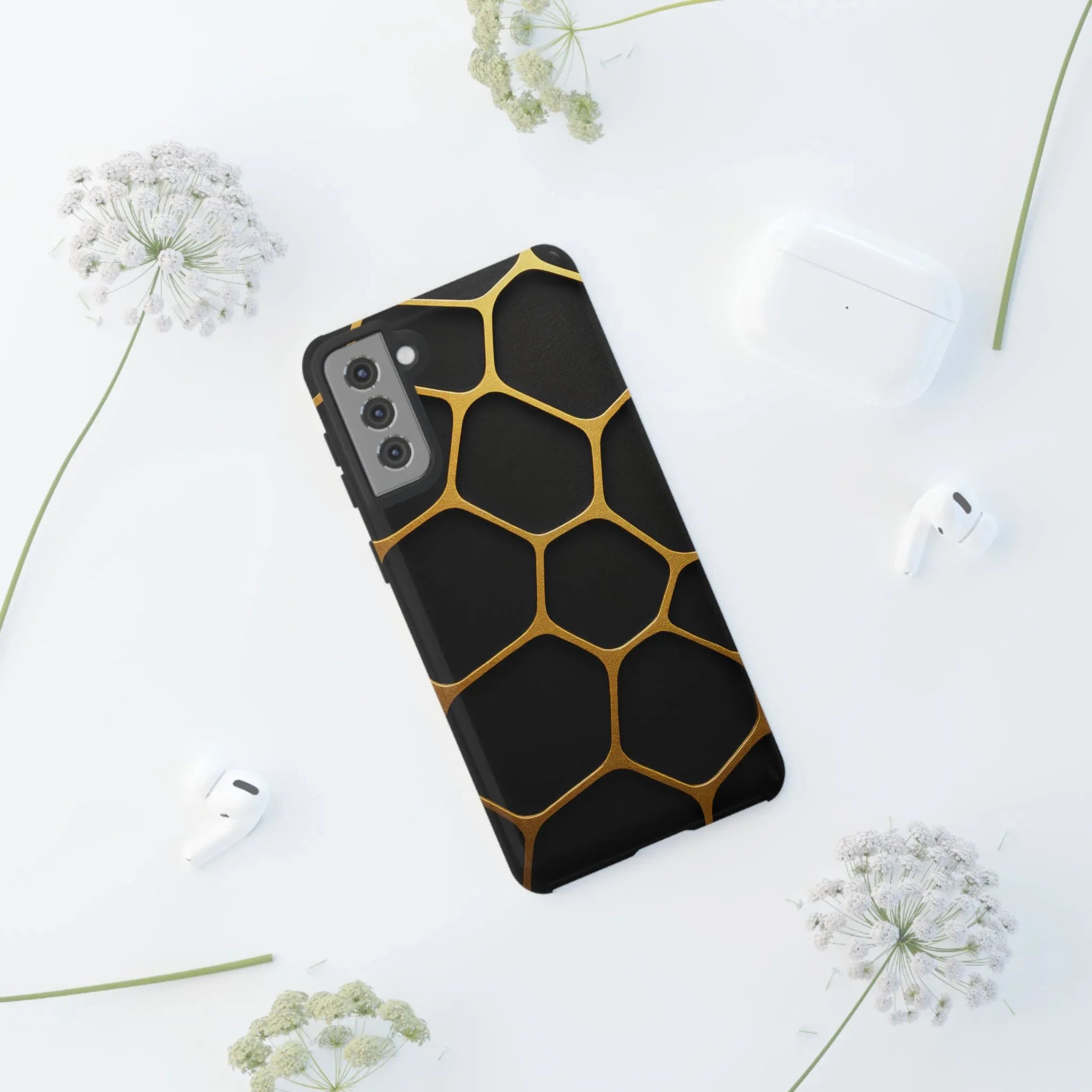 Golden Cellscape Phone Case for iPhone 8-17 and Galaxy S20-S25 - KARARMDESIGN