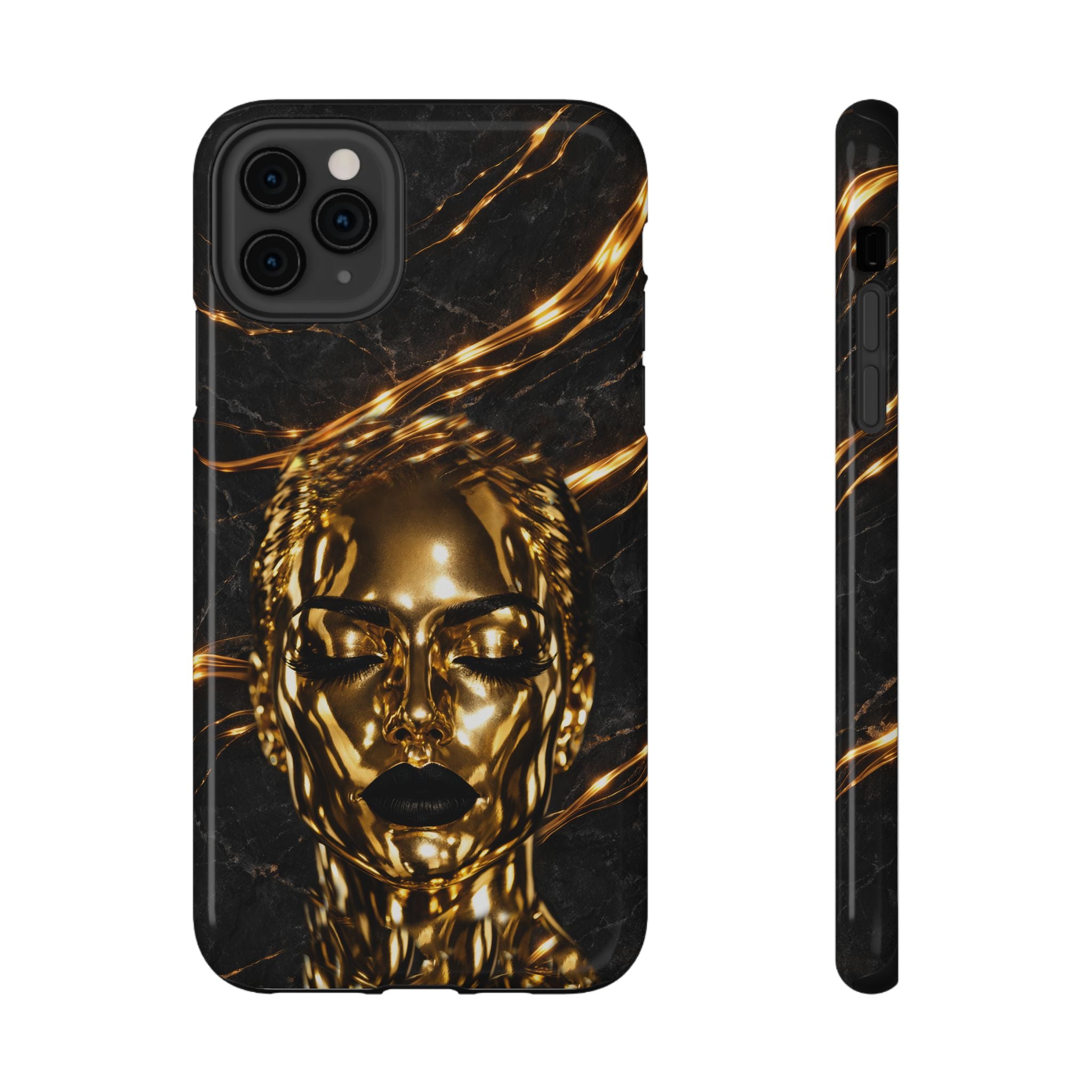 Luxury Gold Portrait Phone Case for iPhone 11-17 and Galaxy S21-S26