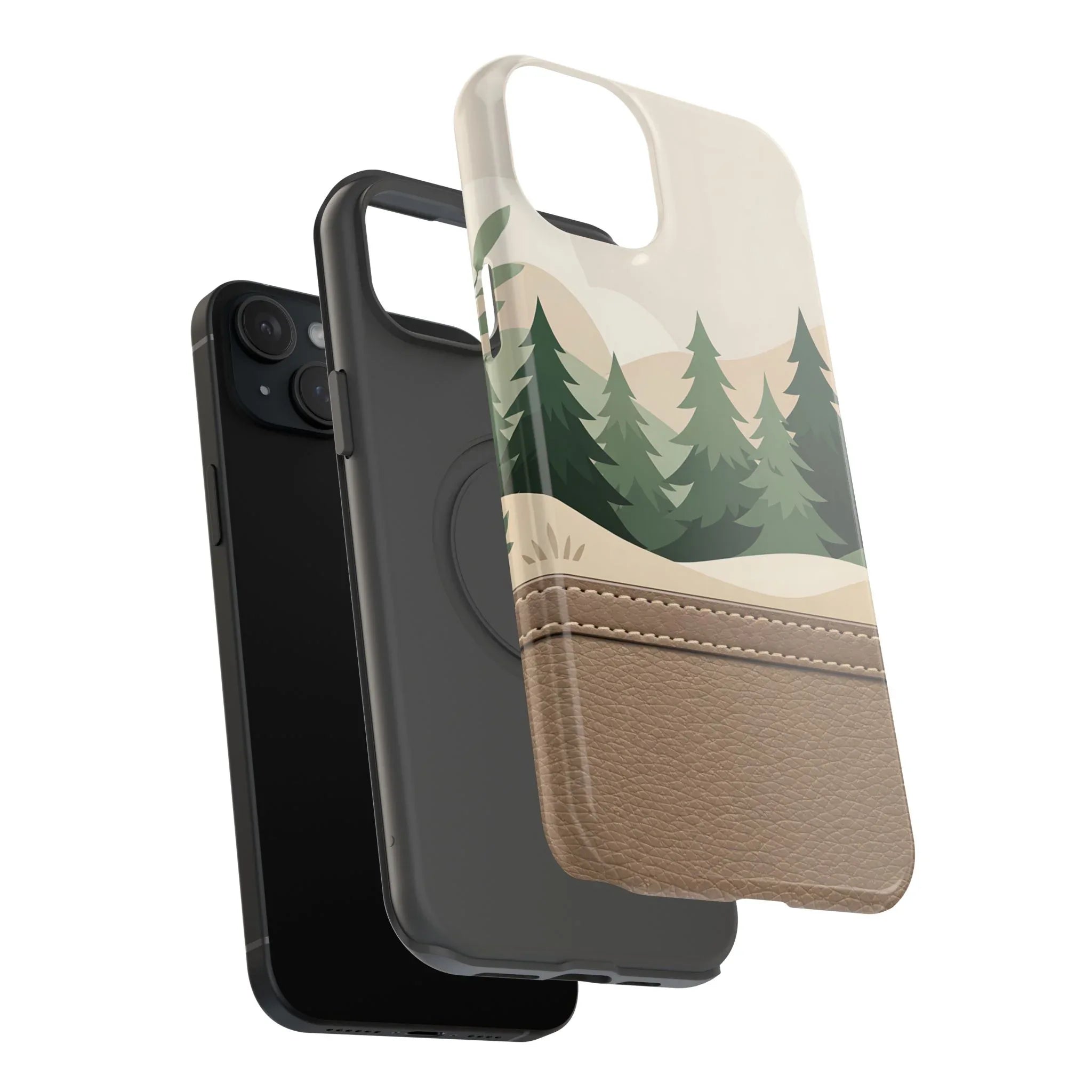 Forest Leather Phone Case for iPhone 11-17 and Galaxy S21-S25 - KARARMDESIGN