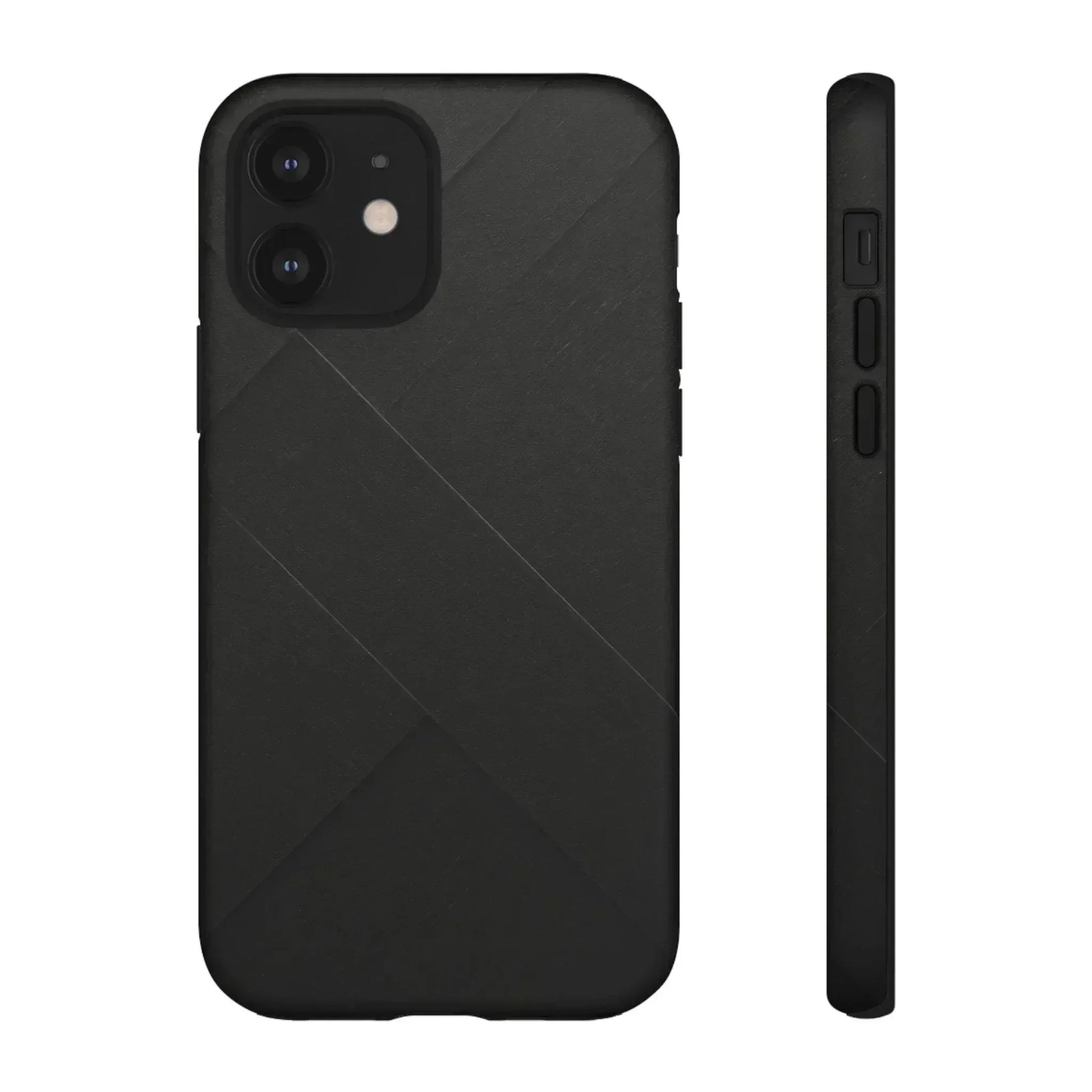 Matte Black Diagonal Line Phone Case for iPhone 8-16 and Galaxy S10-S25 - KARARMDESIGN