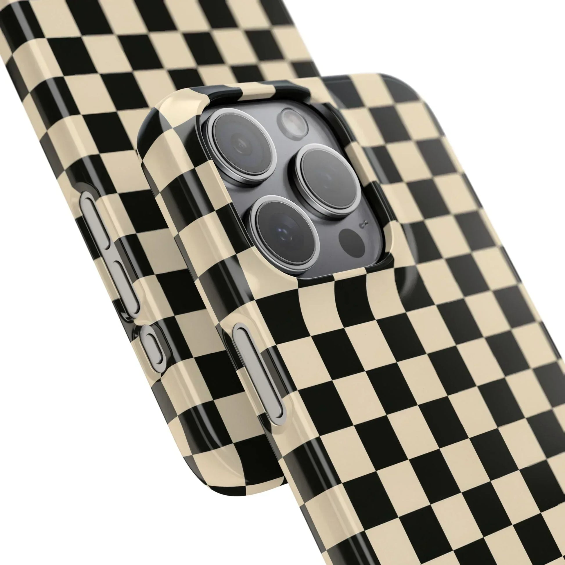 Stylish Matte Checker Phone Case for iPhone 11-17 and Galaxy S20-S25 - KARARMDESIGN