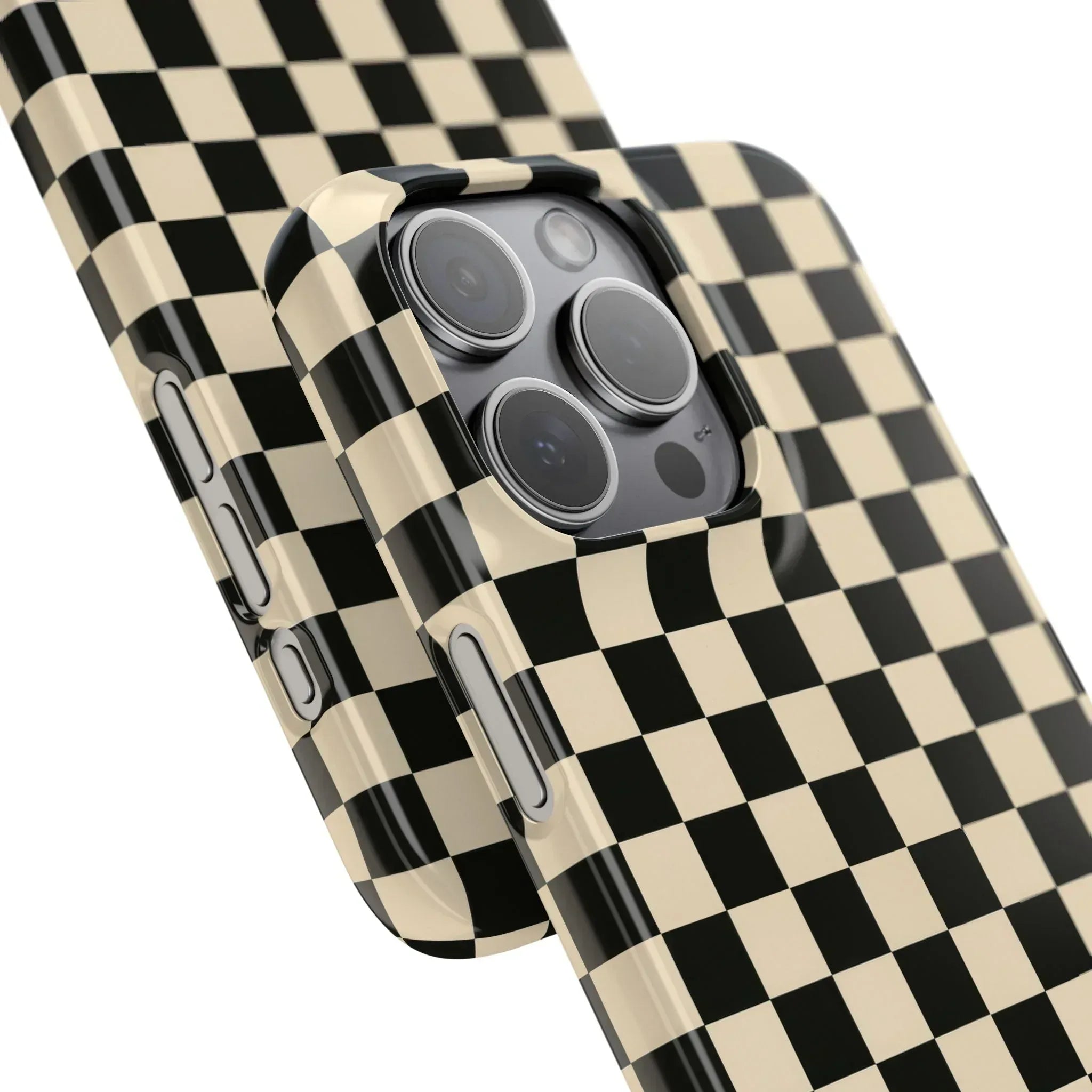Stylish Matte Checker Phone Case for iPhone 11-17 and Galaxy S20-S25 - KARARMDESIGN