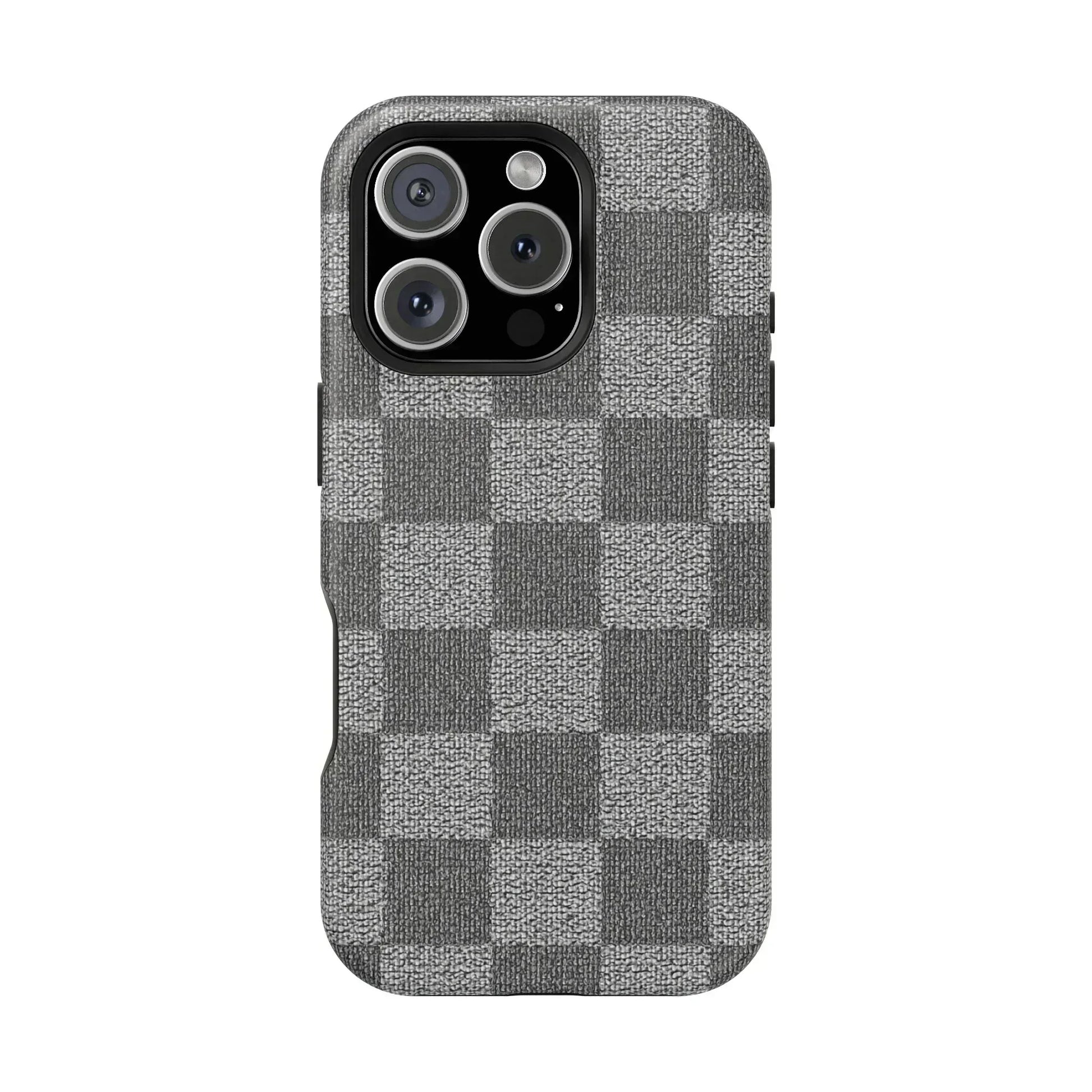 Gray Checkered Phone Case for iPhone 12-16 and Galaxy S21-S22 - KARARMDESIGN