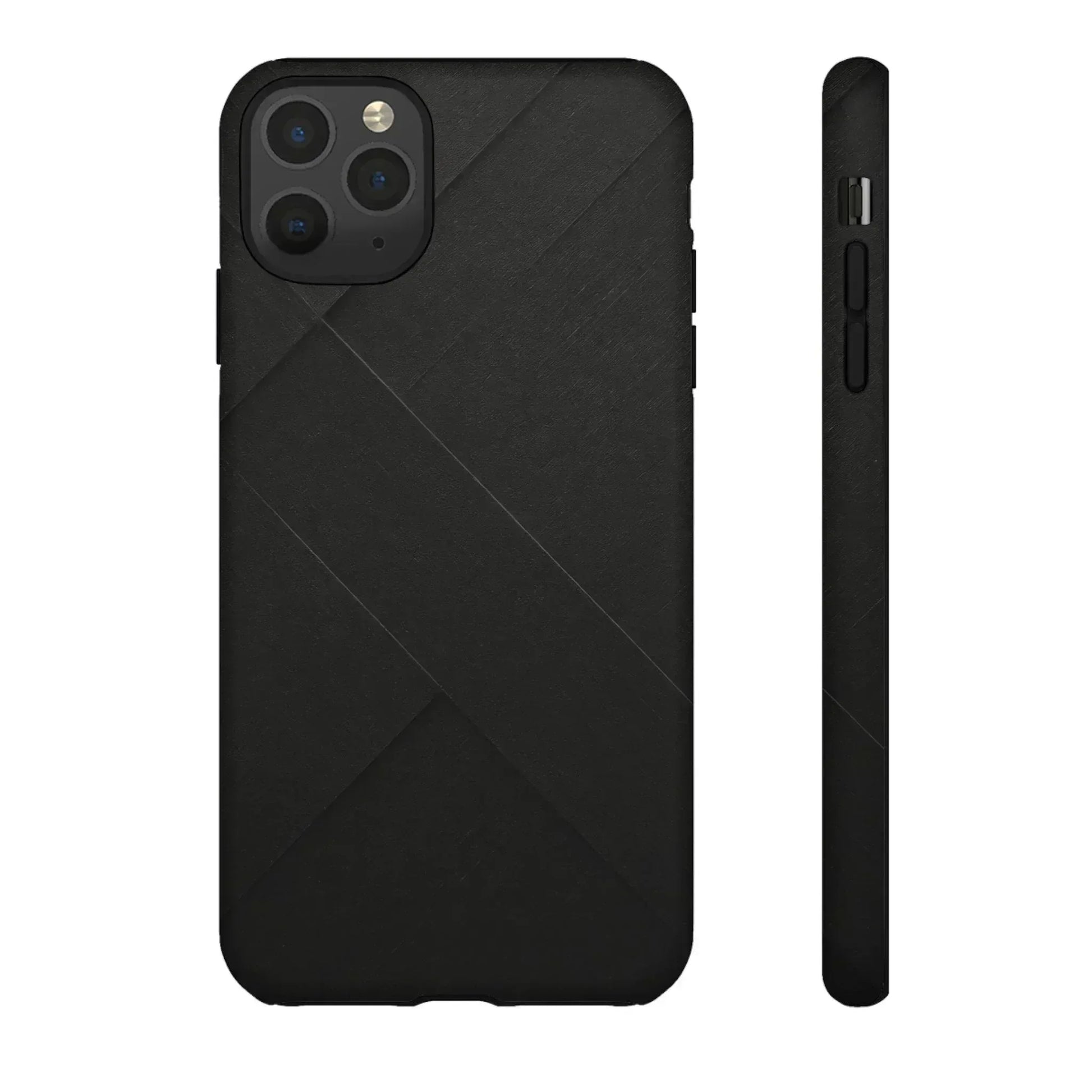 Matte Black Diagonal Line Phone Case for iPhone 8-16 and Galaxy S10-S25 - KARARMDESIGN