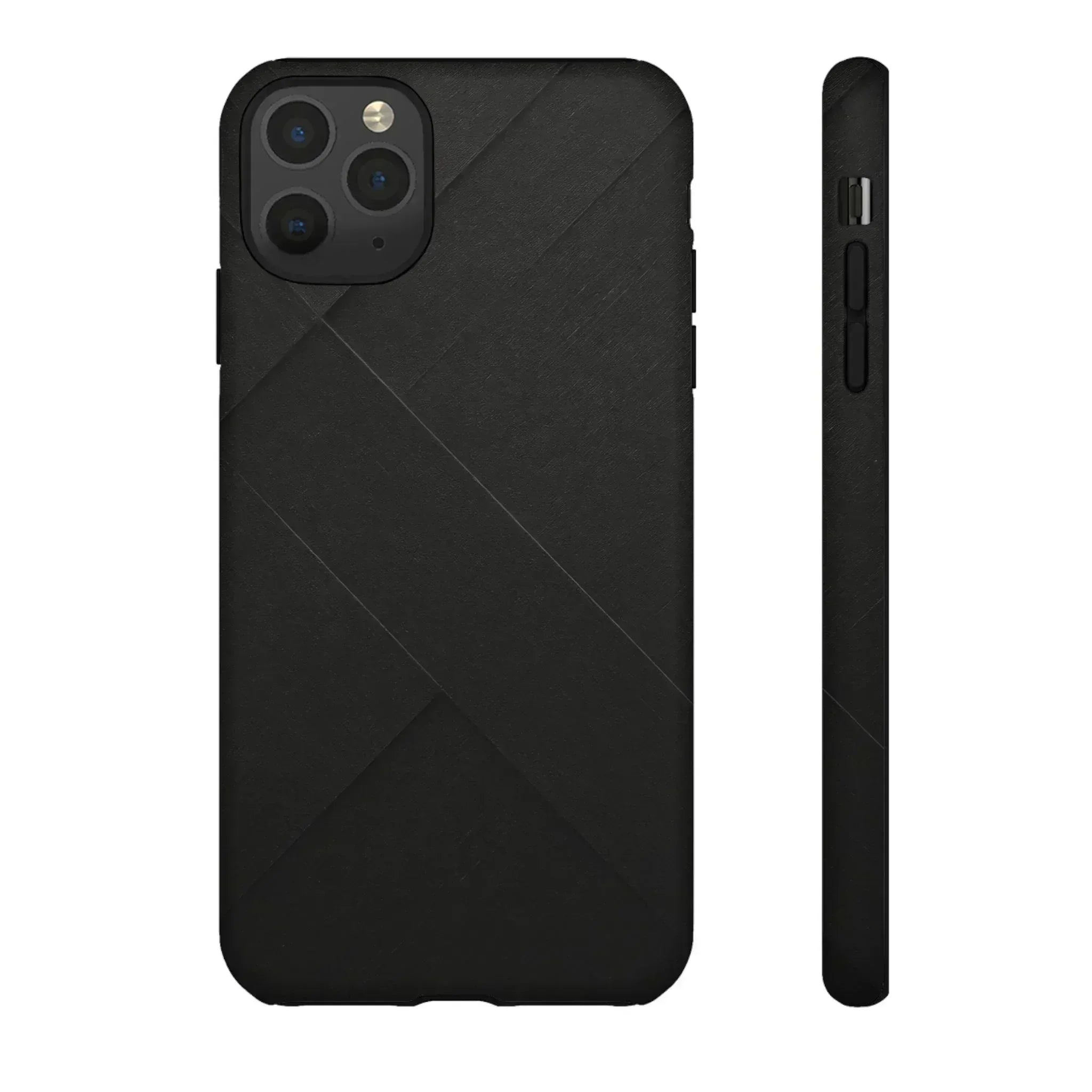Matte Black Diagonal Line Phone Case for iPhone 8-16 and Galaxy S10-S25 - KARARMDESIGN