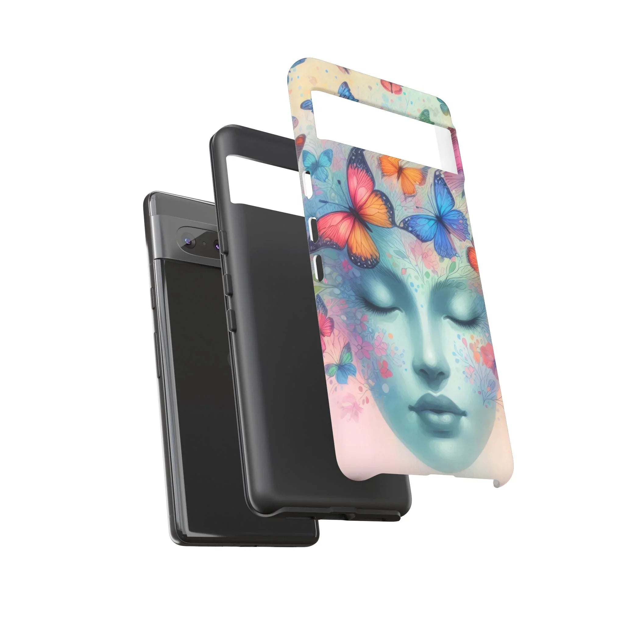 Butterfly Bloom Dreamy Woman Phone Case for Galaxy and Pixel - KARARMDESIGN