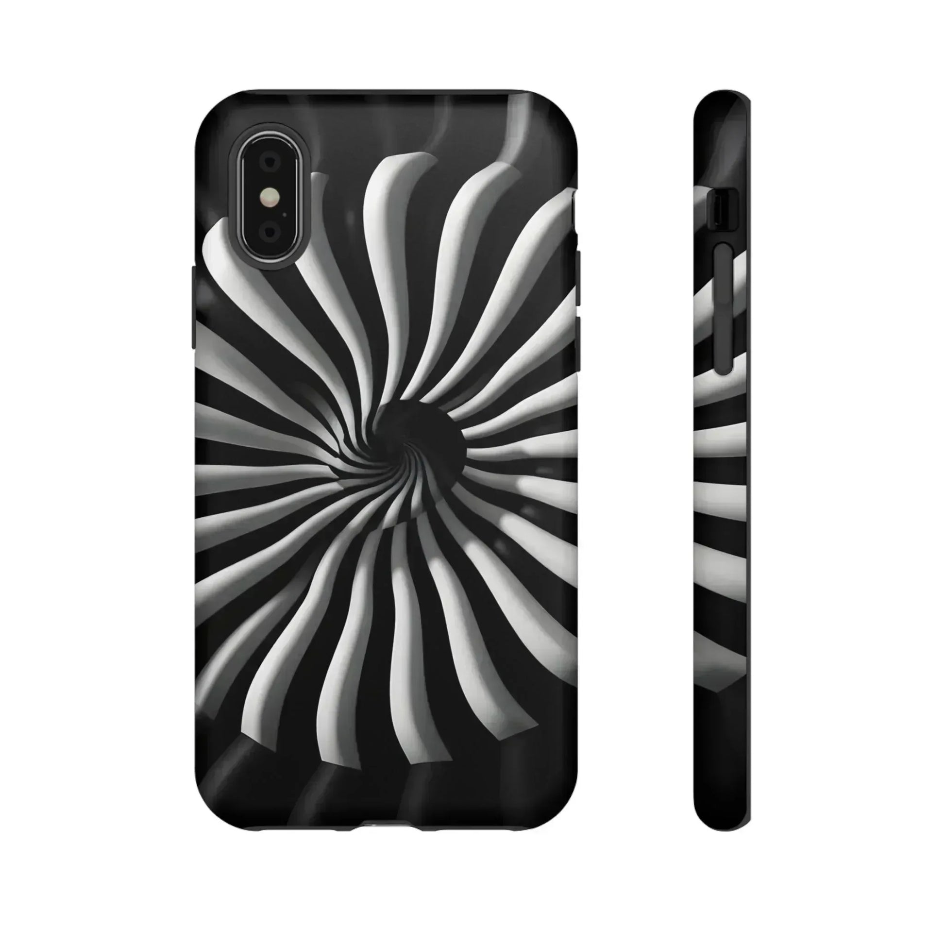 Hypnotic Black and White Spiral Phone Case for iPhone & Galaxy - KARARMDESIGN