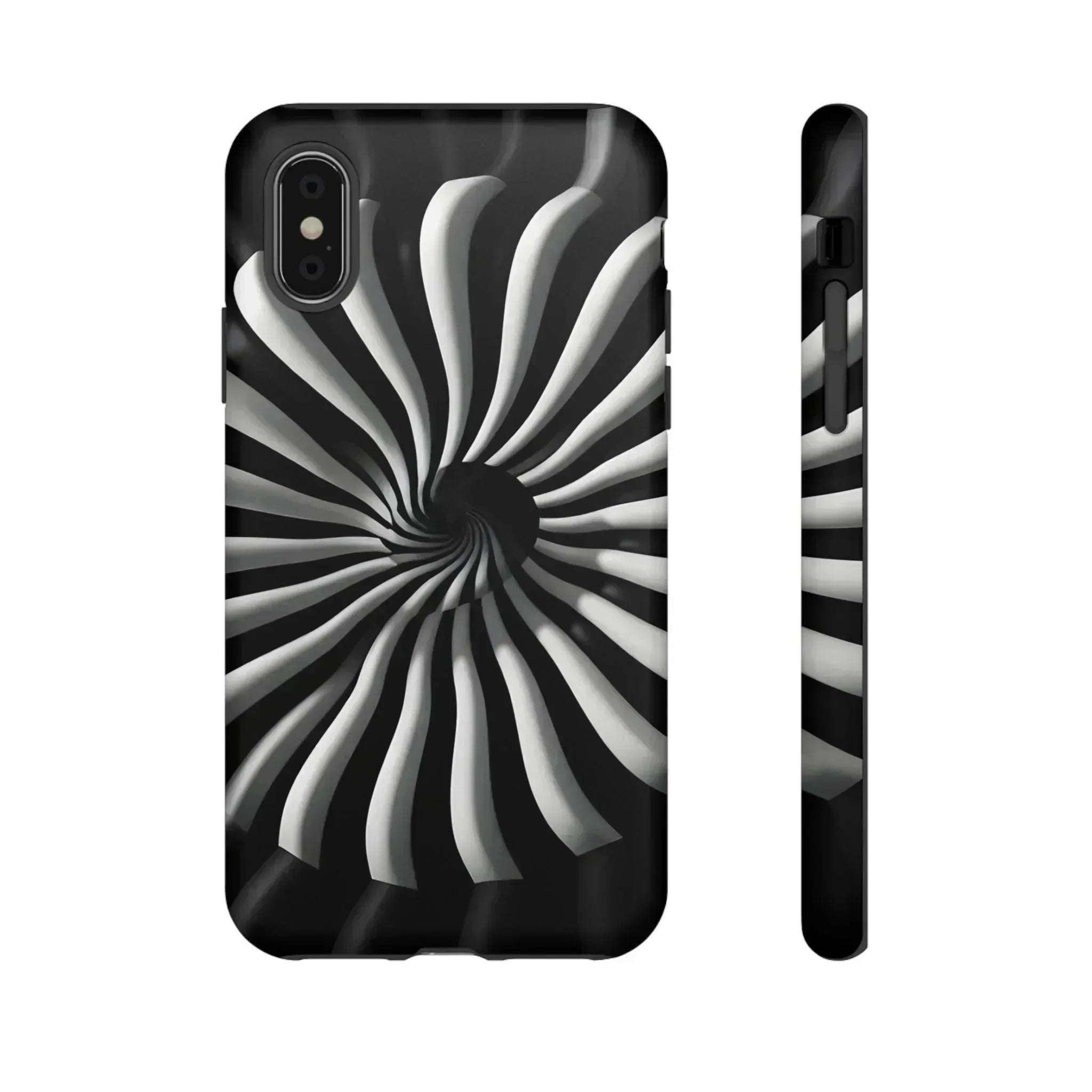 Hypnotic Black and White Spiral Phone Case for iPhone & Galaxy - KARARMDESIGN